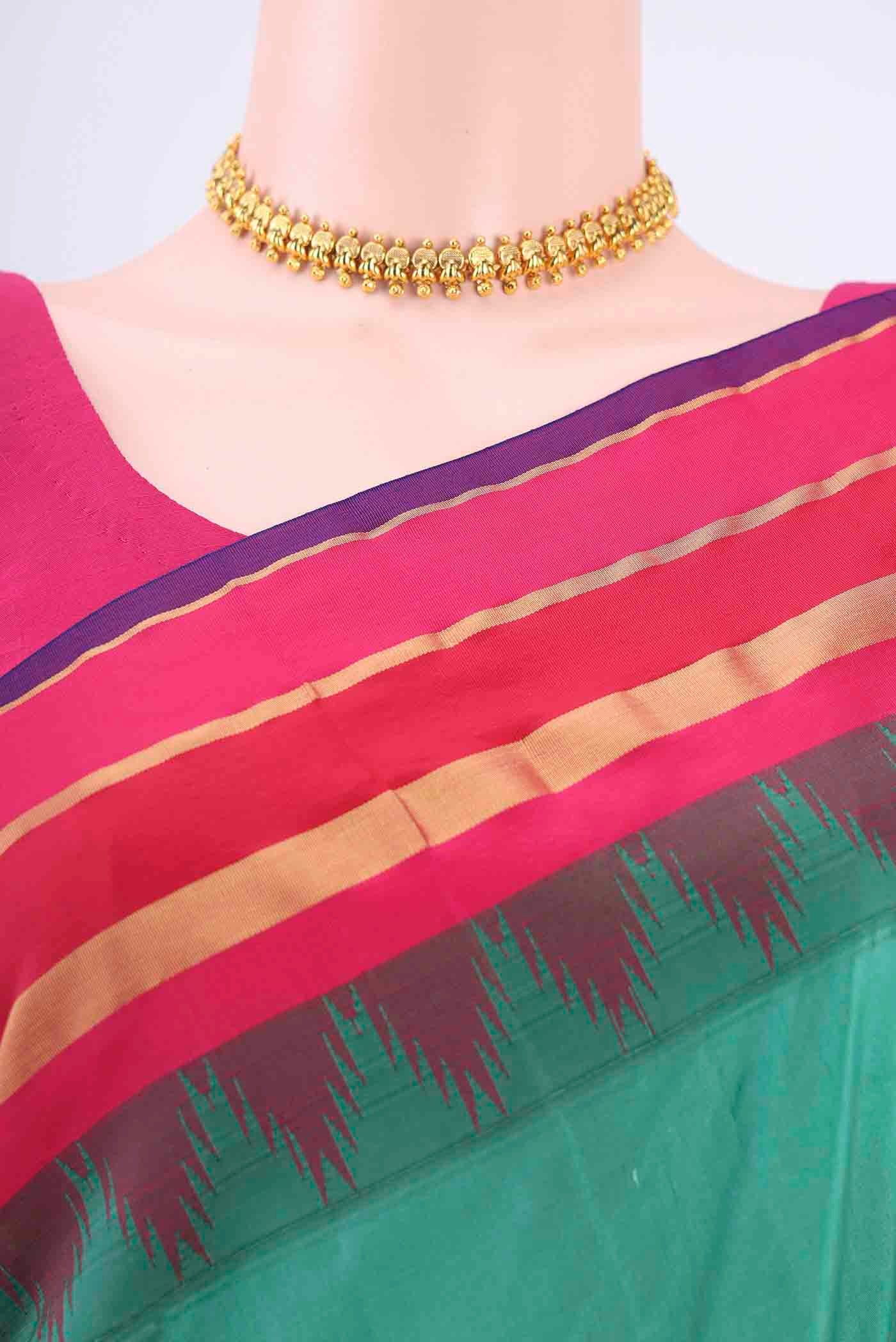 Sea Green Blended Bangalore Silk Saree - Image 2