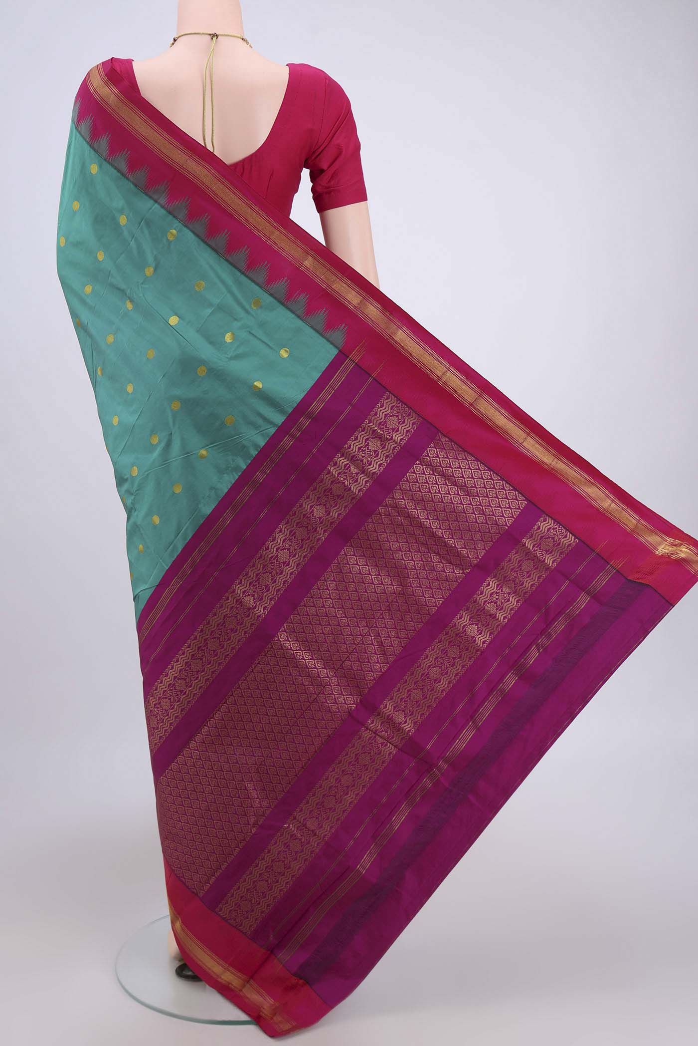 Blue Blended Bangalore Silk Saree - Image 2