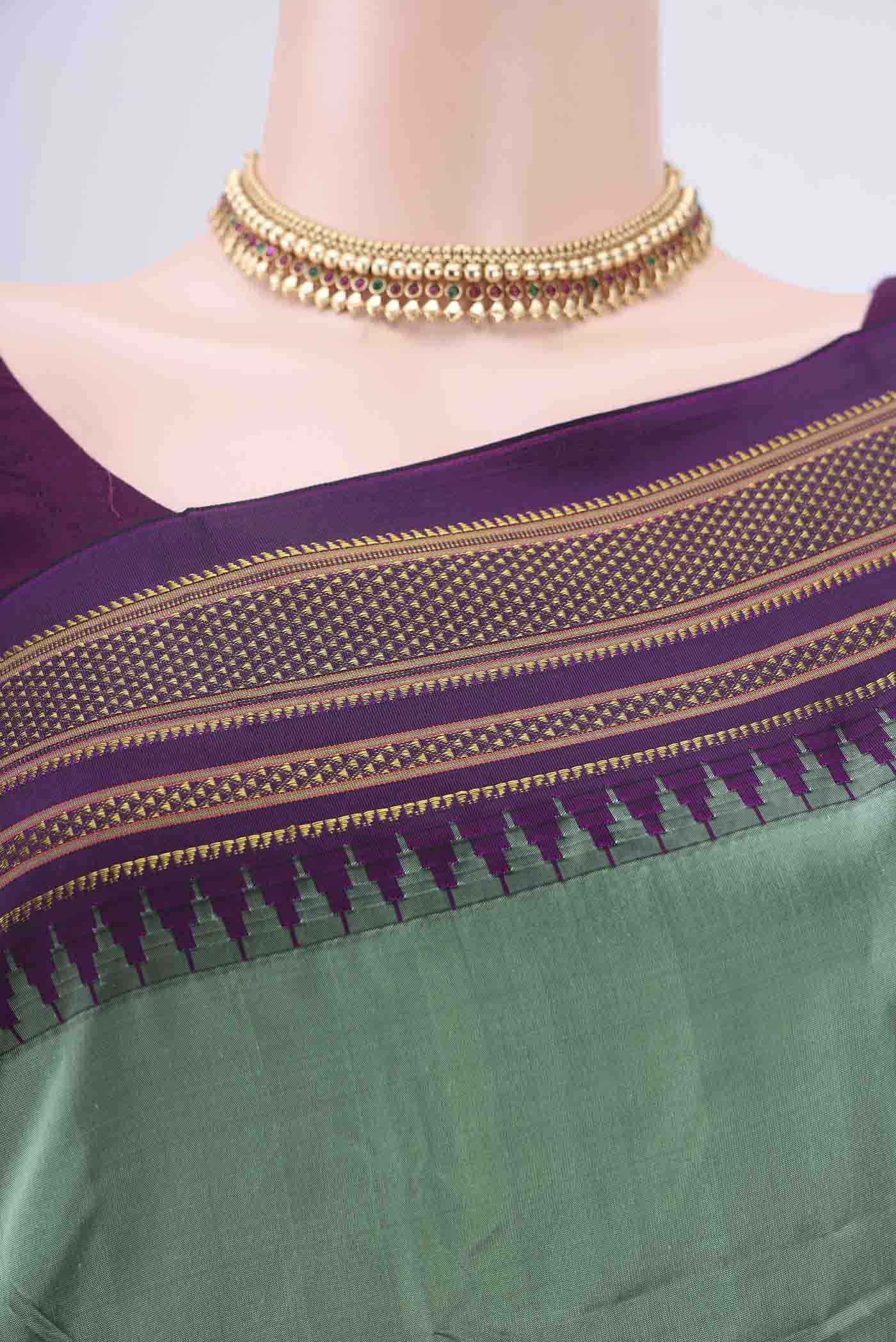 Sea Green Blended Bangalore Silk Saree - Image 2