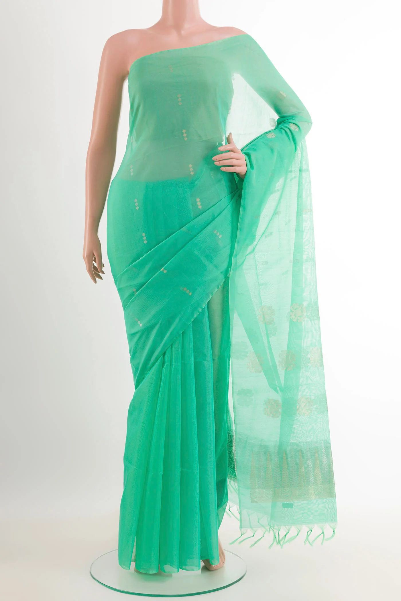 Sea Green Silk Cotton Saree