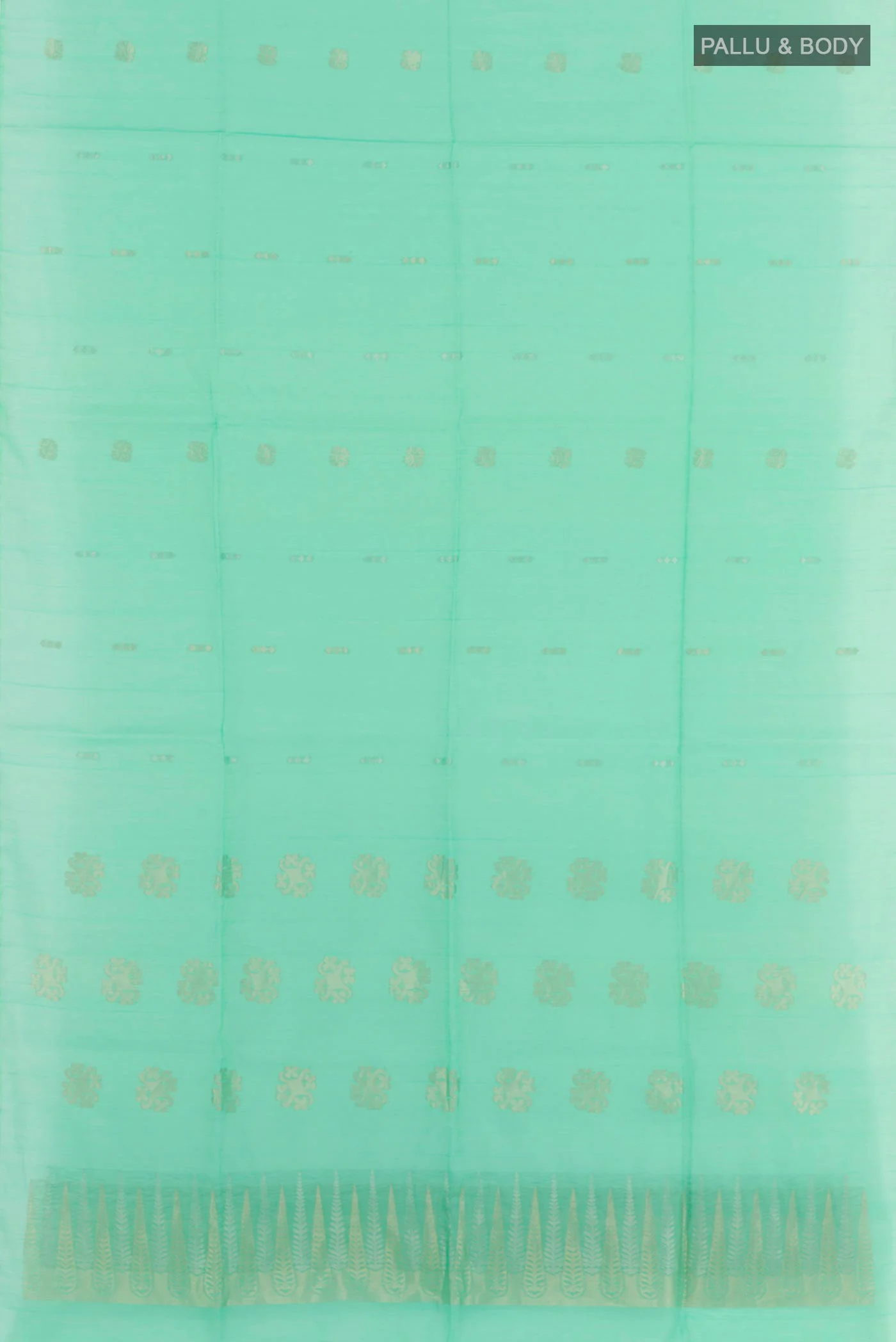 Sea Green Silk Cotton Saree - Image 3