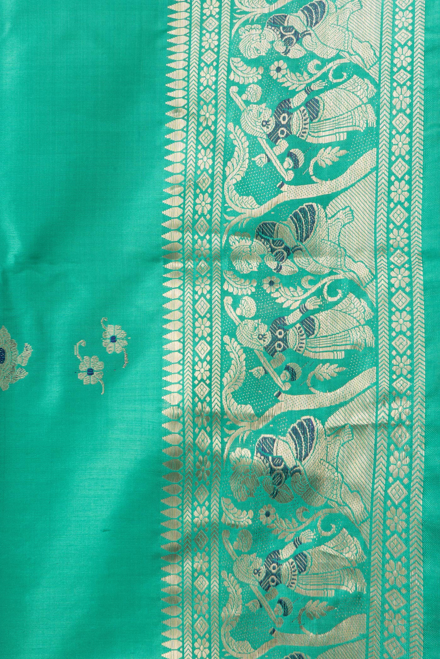 Sea Green Baluchari Silk Saree - Image 3