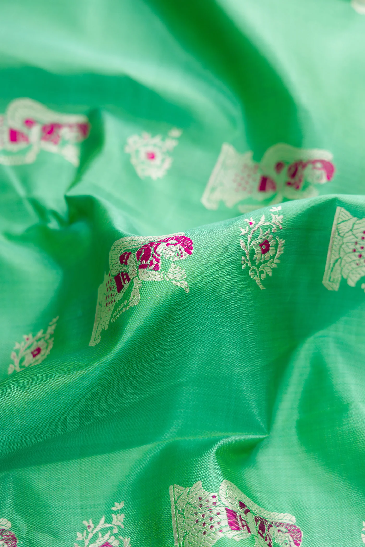 Sea Green Baluchari Silk Saree - Image 2