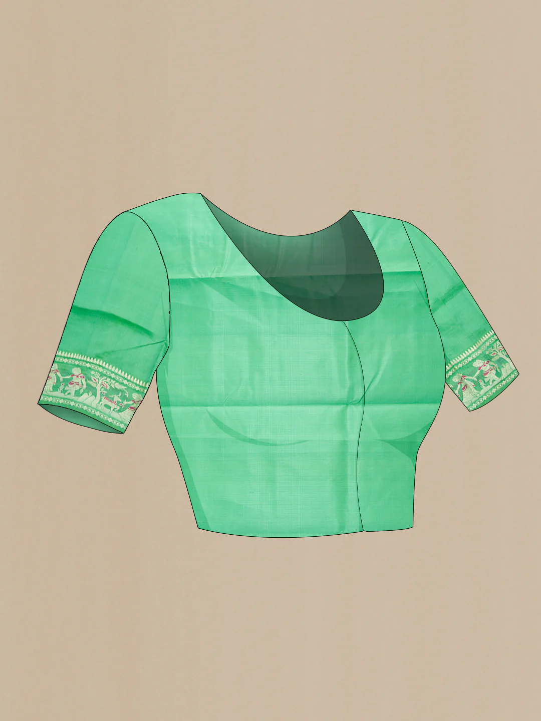 Sea Green Baluchari Silk Saree - Image 4