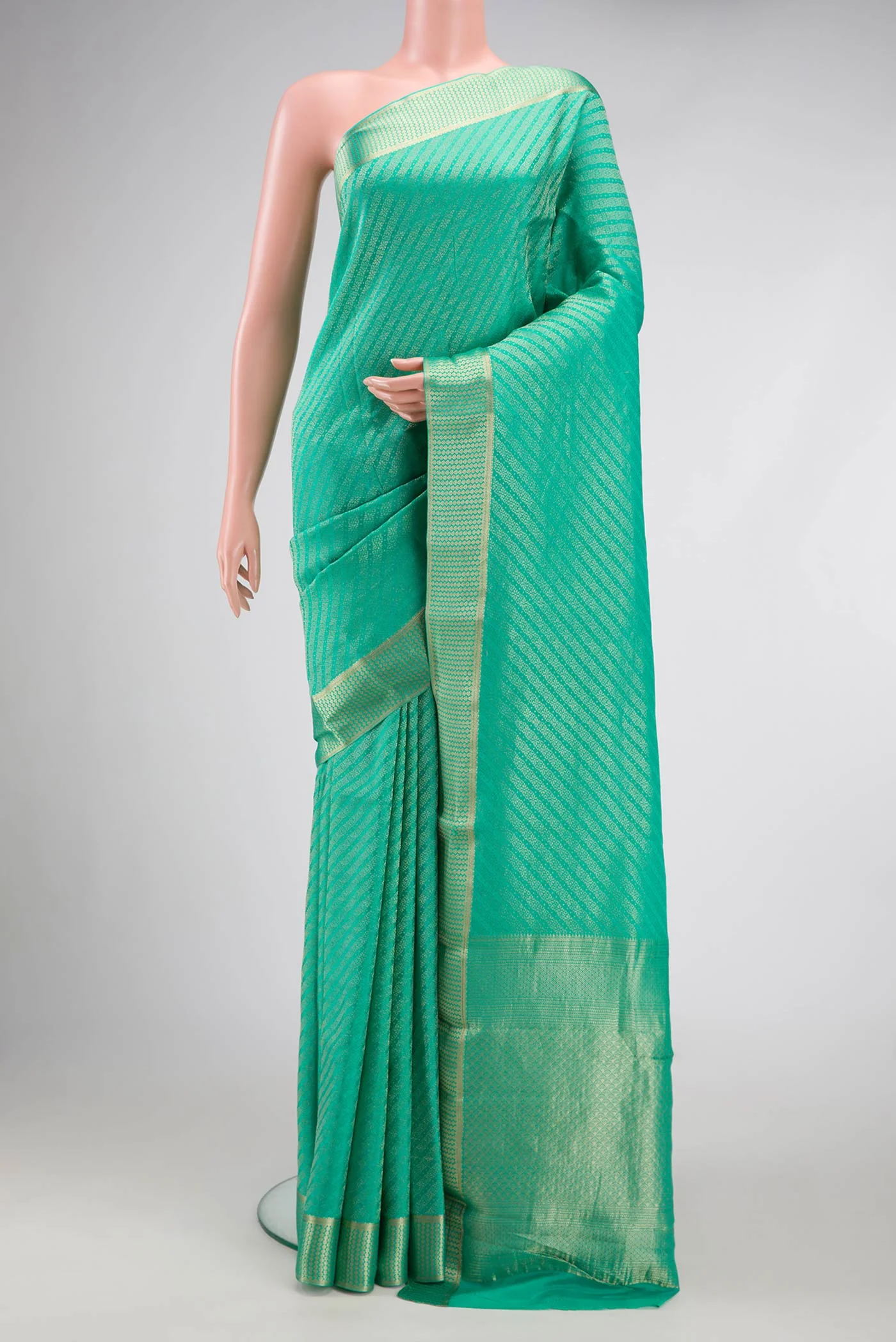 Sea Green Mysore Crepe Saree