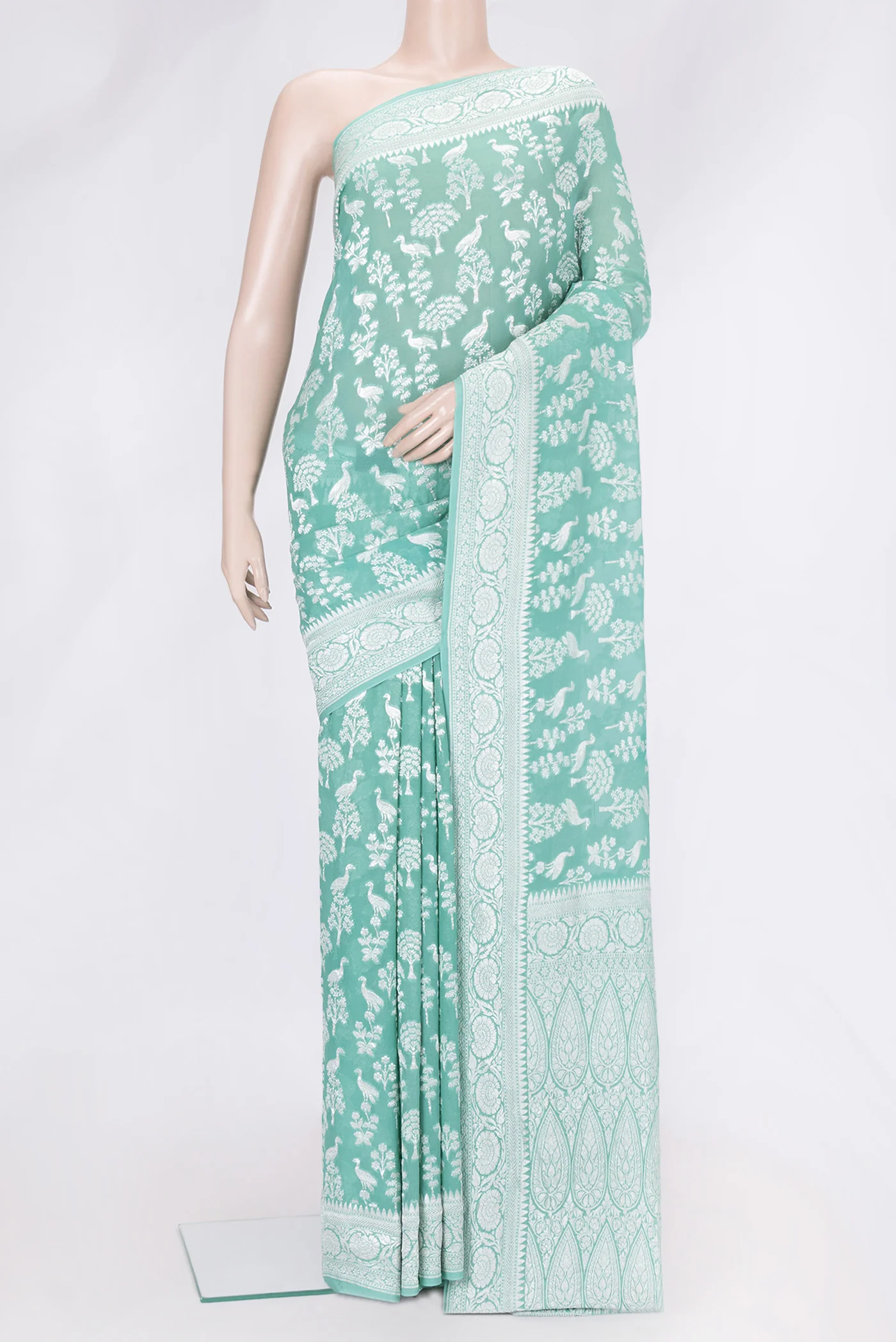 Turquoise Banarasi Georgette Saree