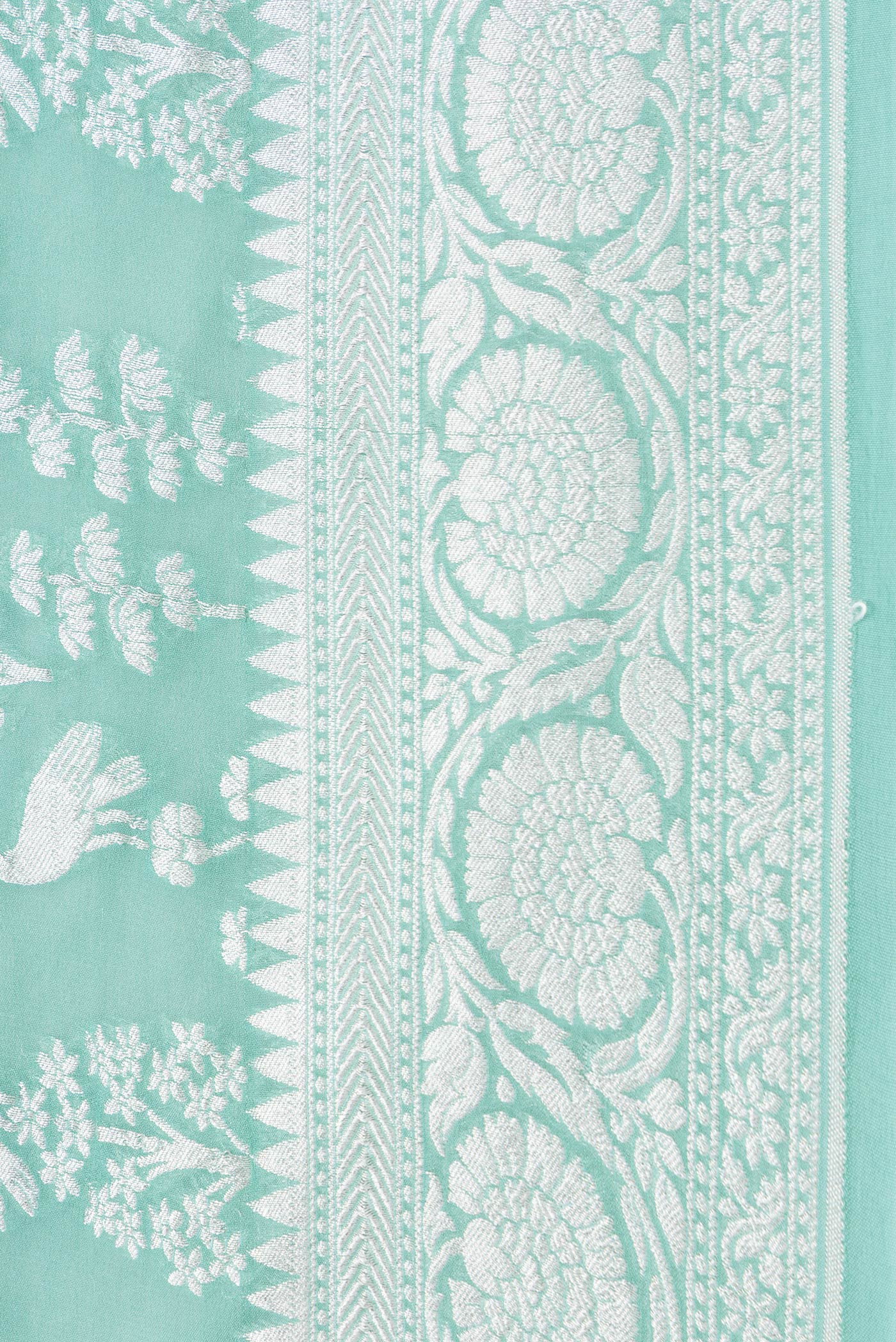 Turquoise Banarasi Georgette Saree - Image 3