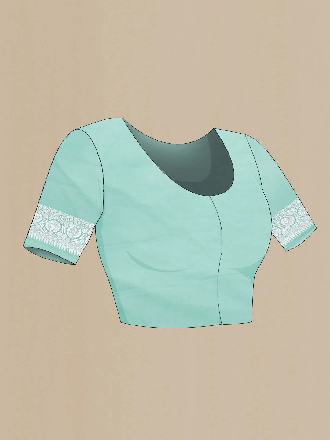 Turquoise Banarasi Georgette Saree - Image 4