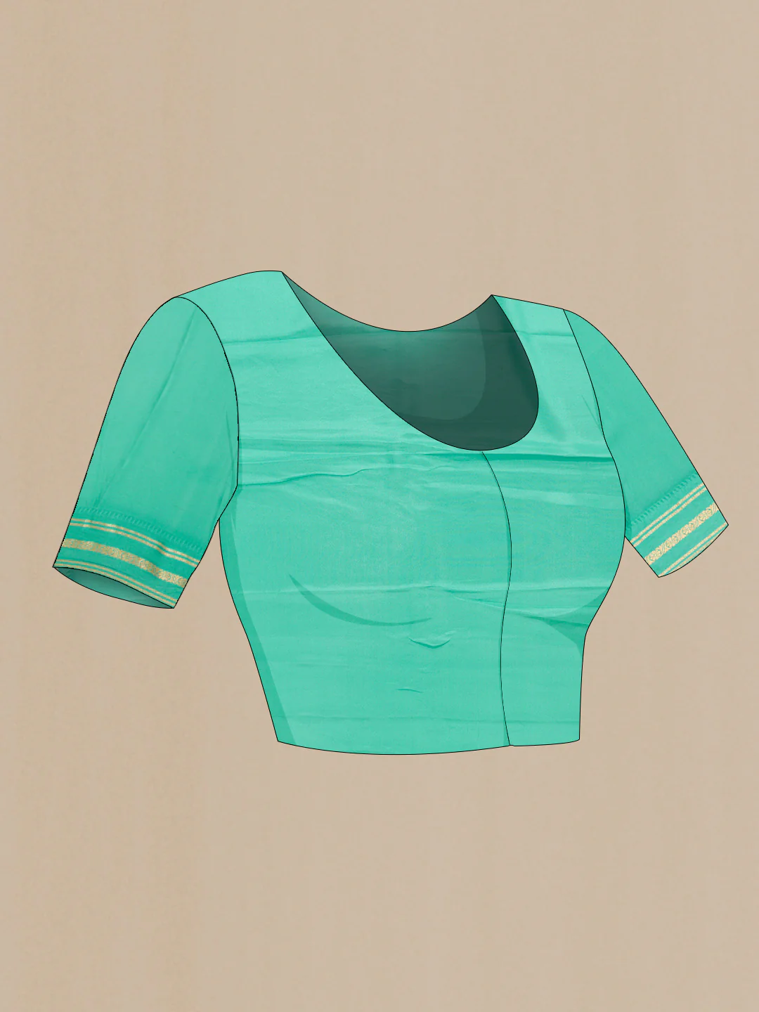 Turquoise Mysore Crepe Saree - Image 4