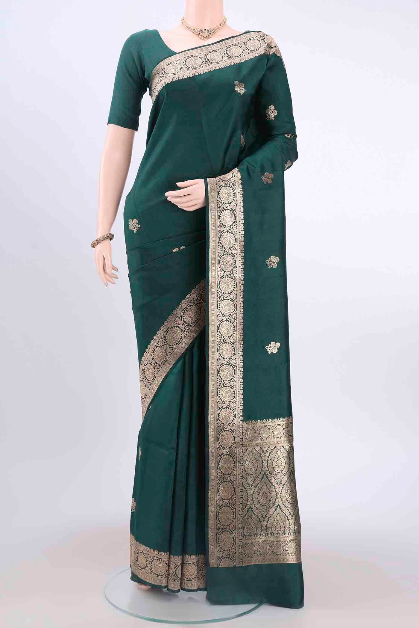 Sea Green Dual Tone Banarasi Katan Silk Saree