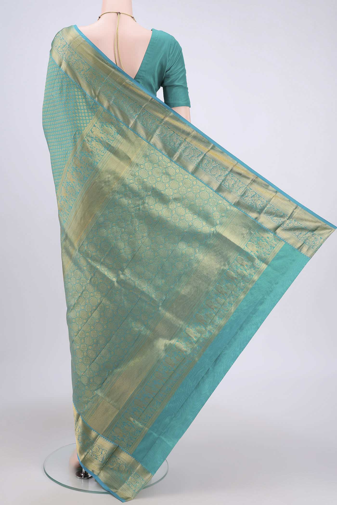 Sea Green Bangalore Silk Saree - Image 3
