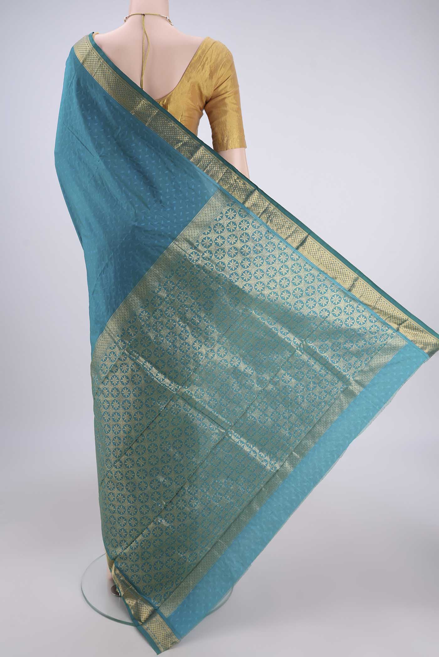 Blue Bangalore Silk Saree - Image 3