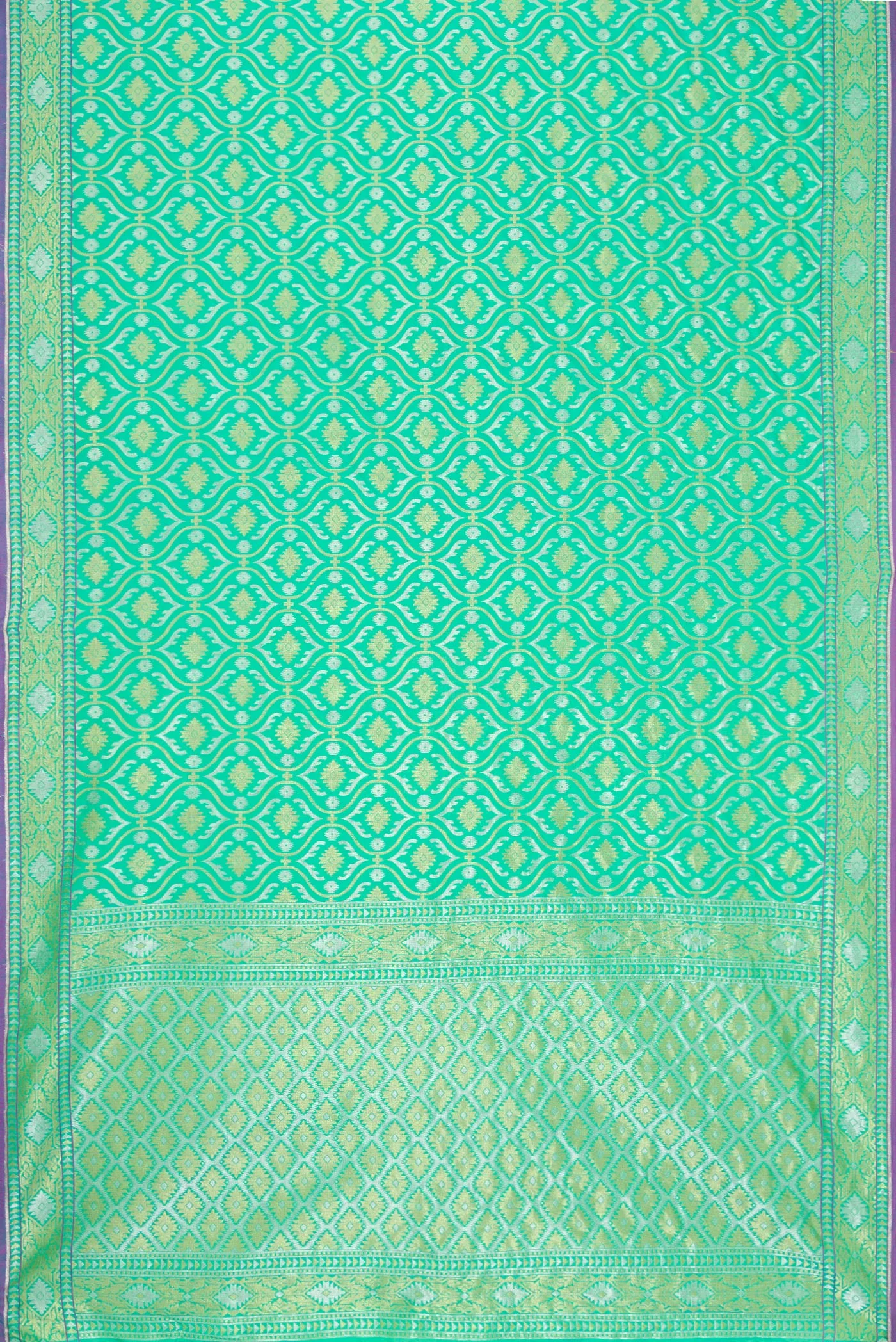 Sea Green Blended Banarasi Silk Saree - Image 3