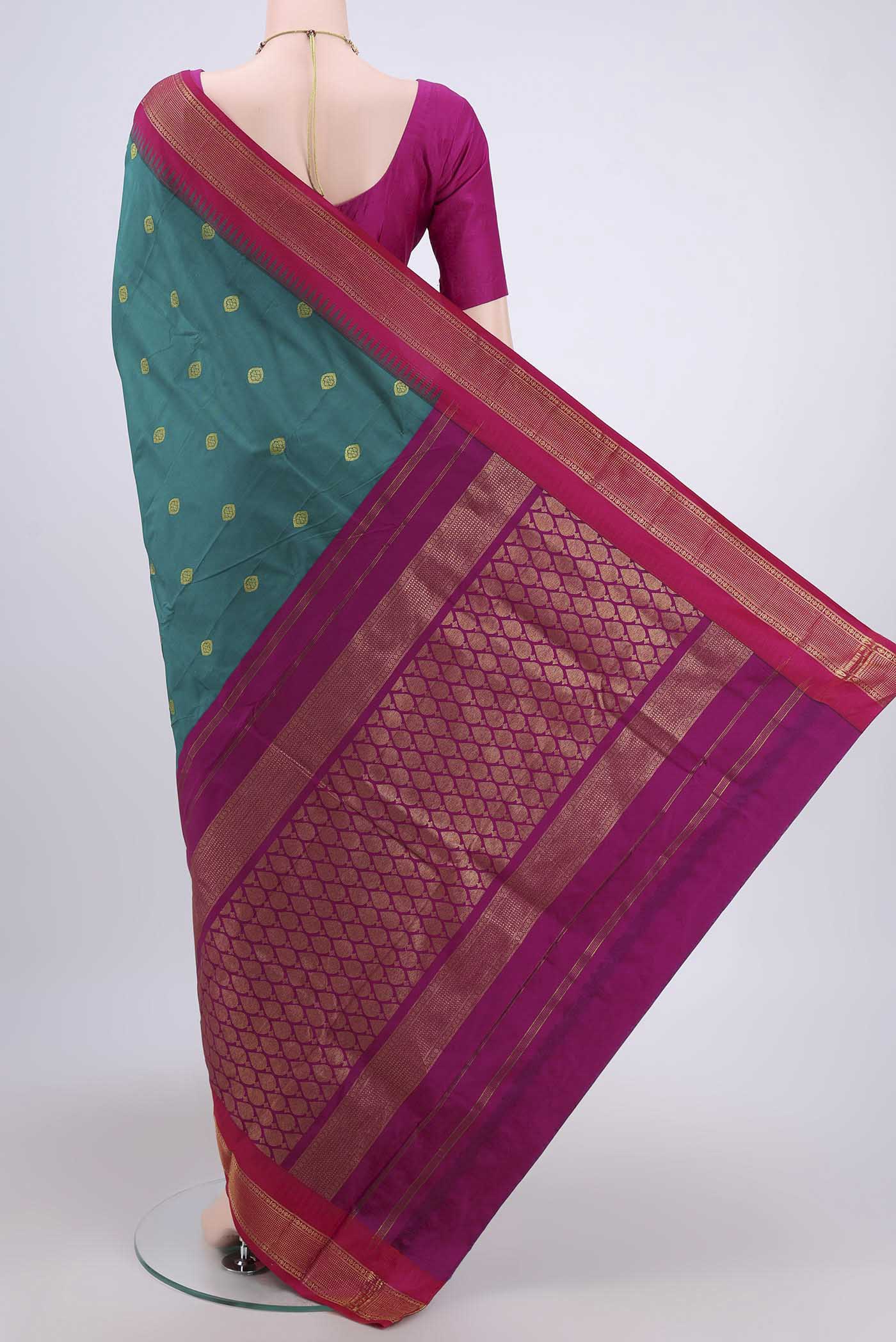 Blue Blended Bangalore Silk Saree - Image 3