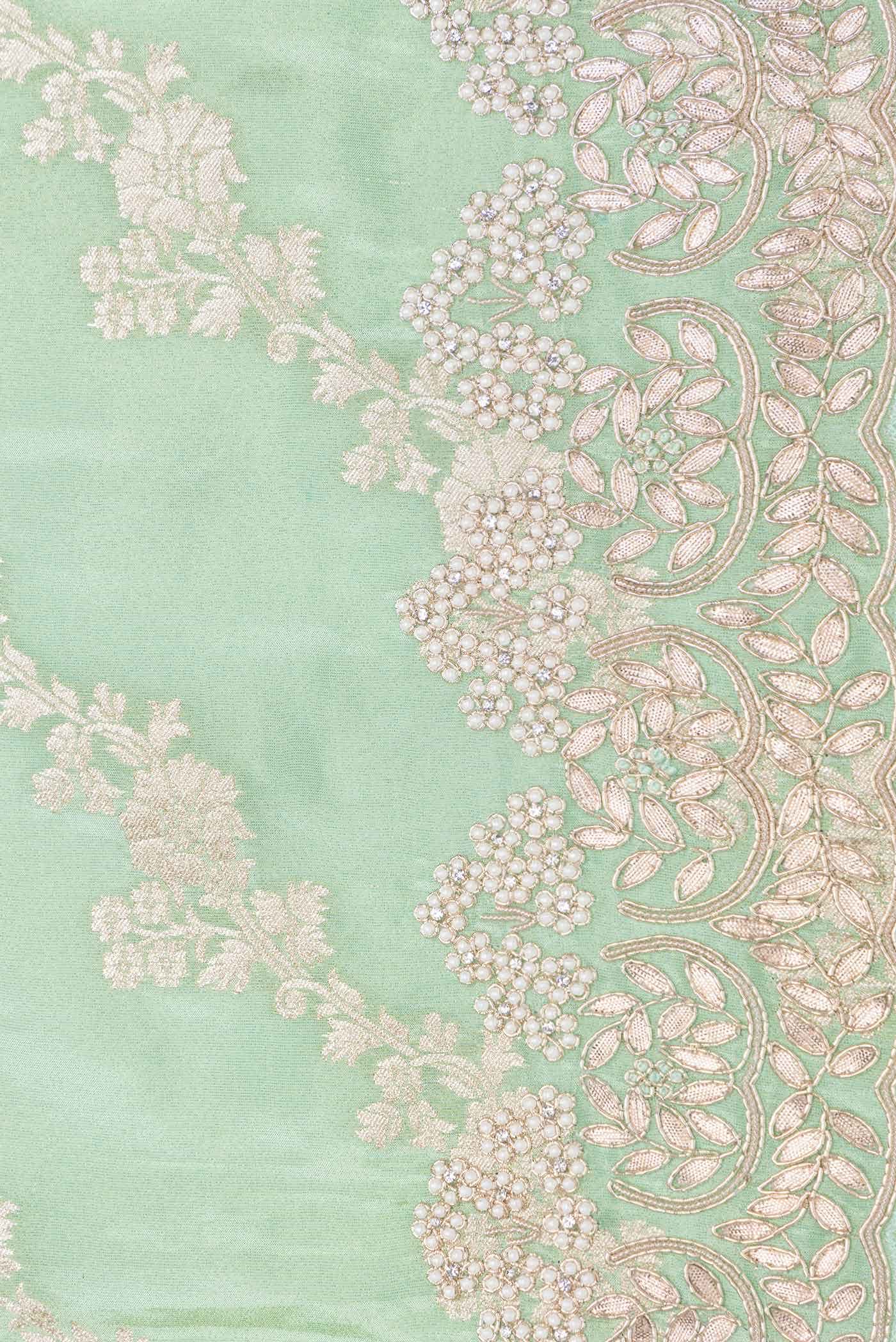 Sea Green Dual Tone Blended Organza Silk Saree - Image 5