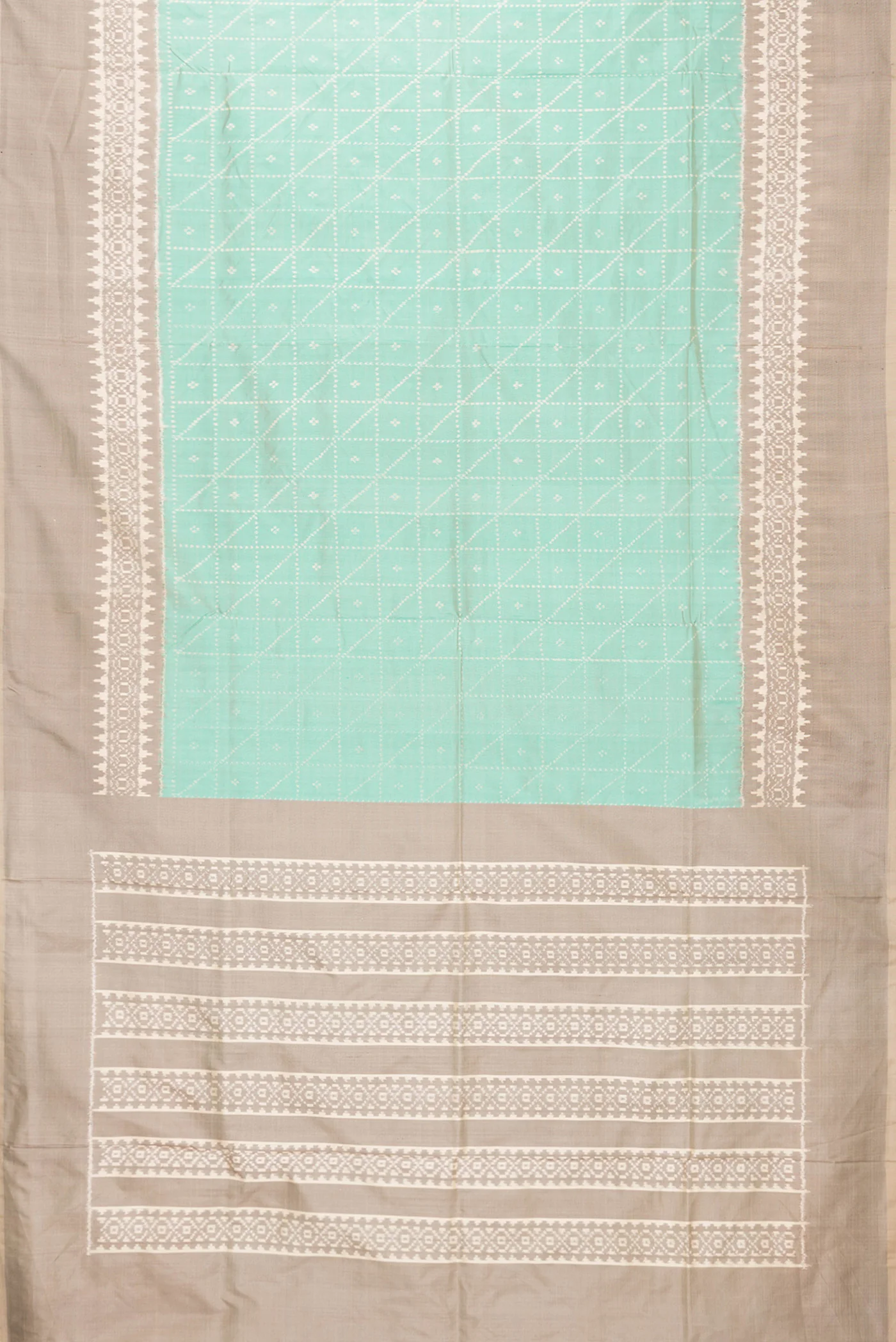 Sea Green Pochampally Silk Saree - Image 6