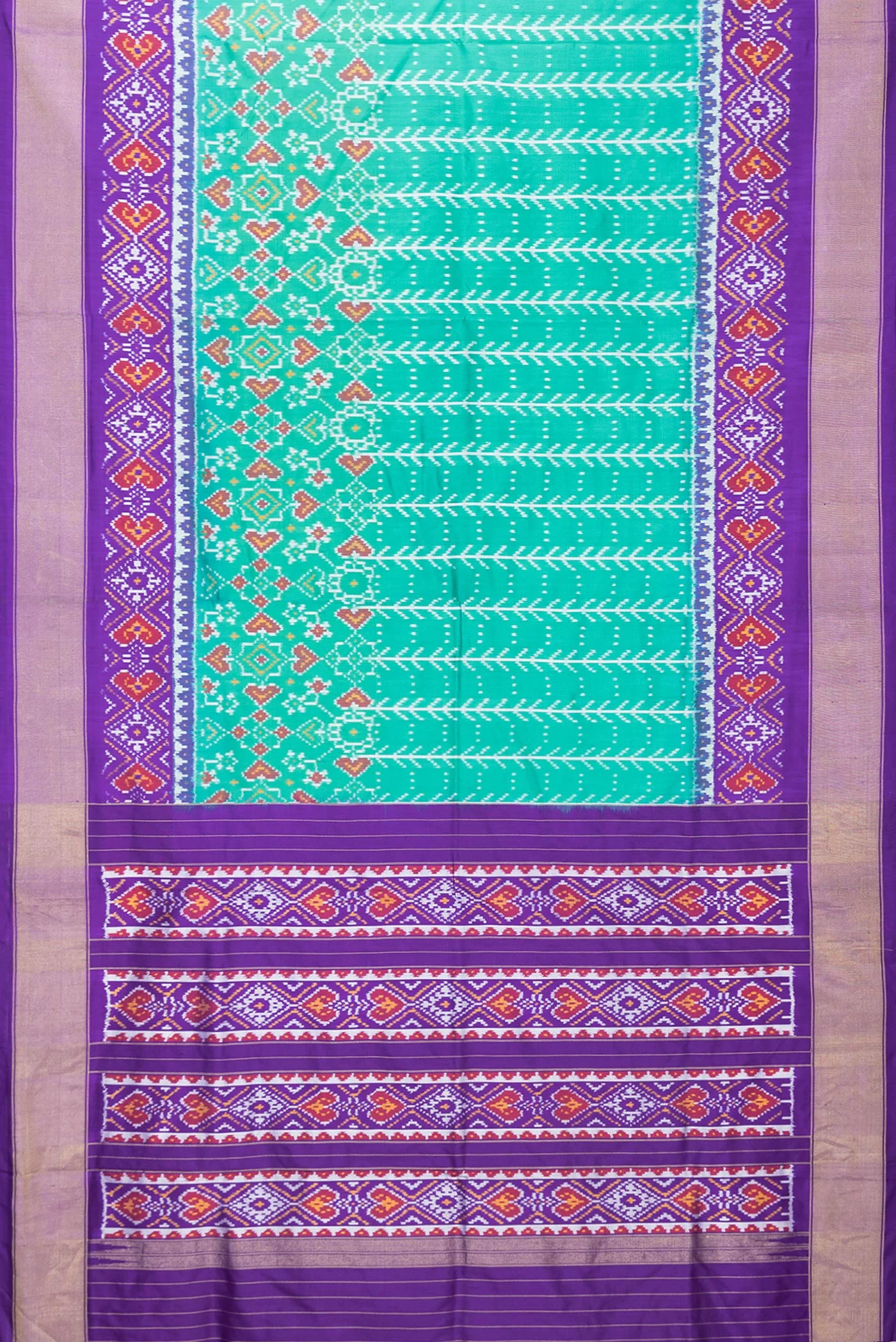 Sea Green Pochampally Silk Saree - Image 6