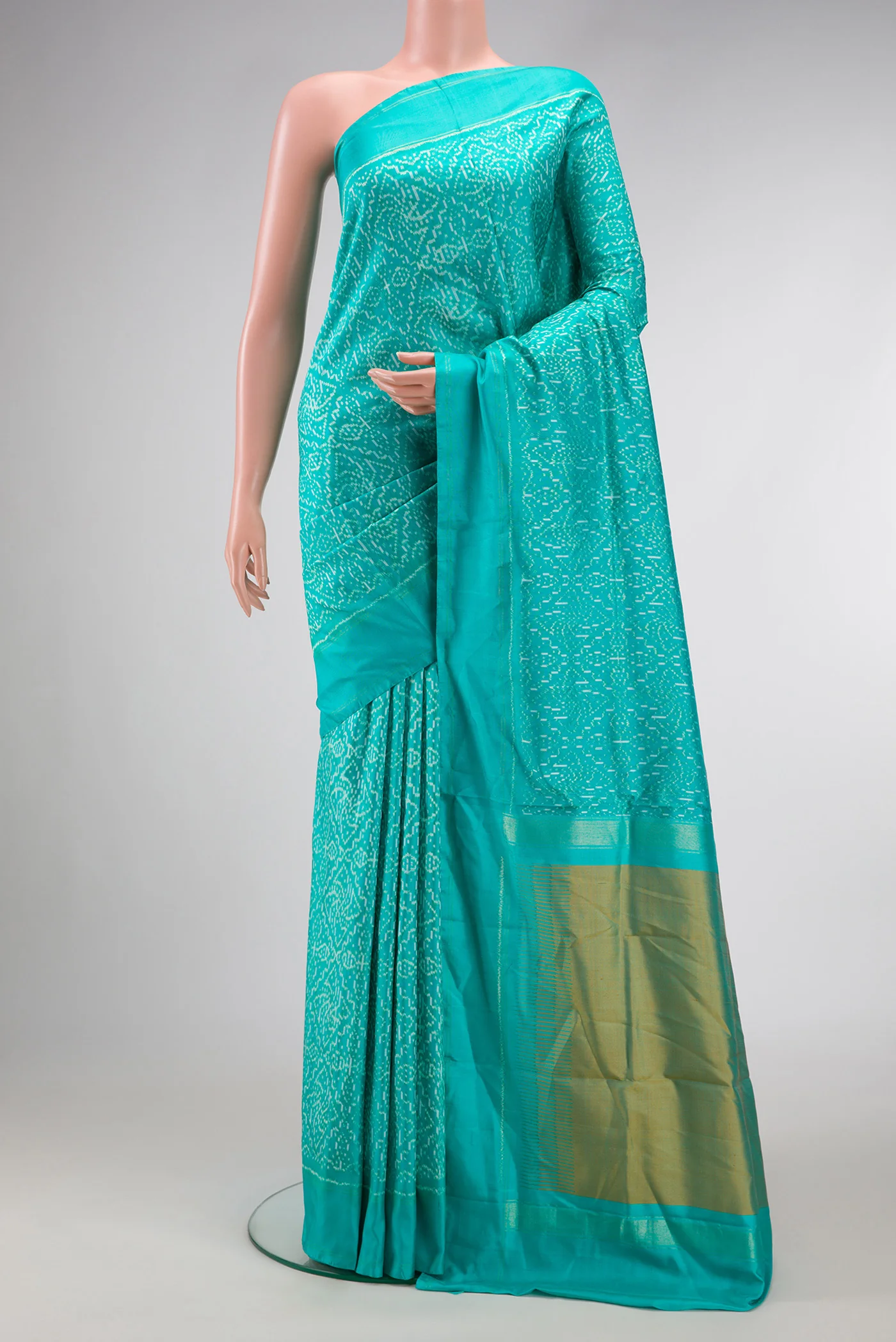 Turquoise Double Ikat Saree