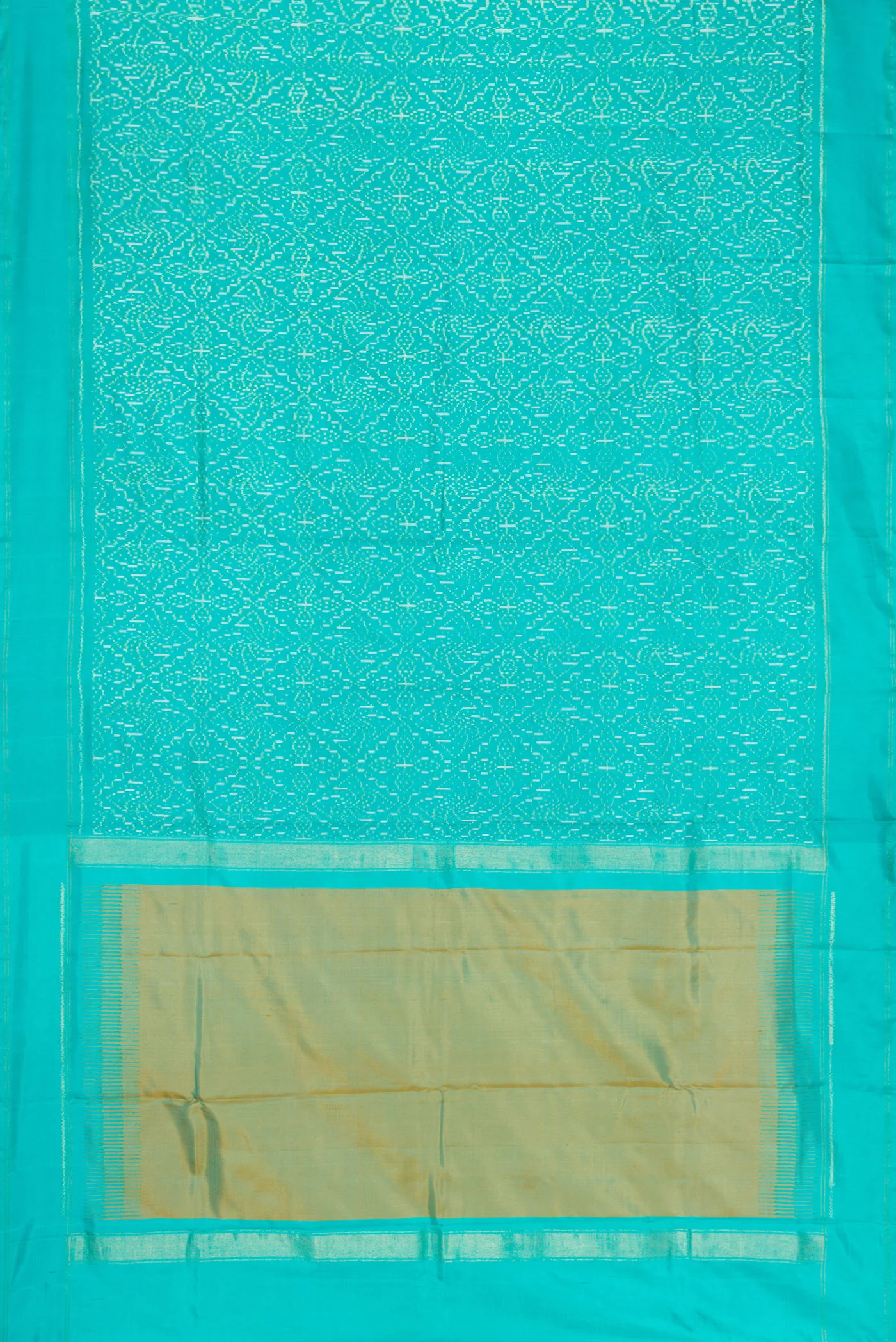 Turquoise Double Ikat Saree - Image 6