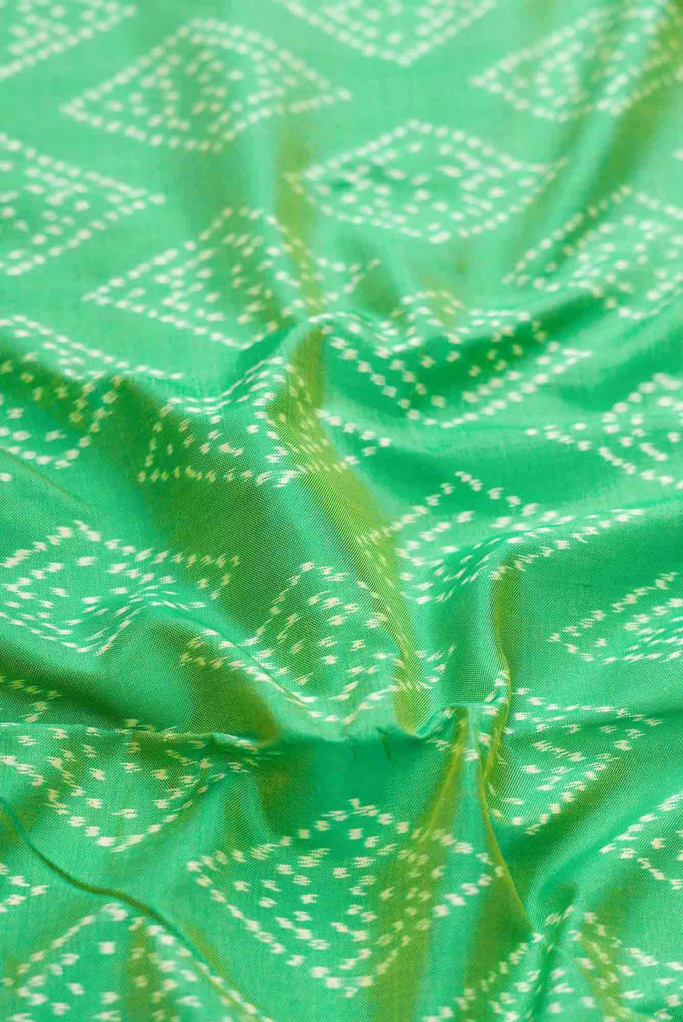 Sea Green Dual Tone Double Ikat Saree - Image 3