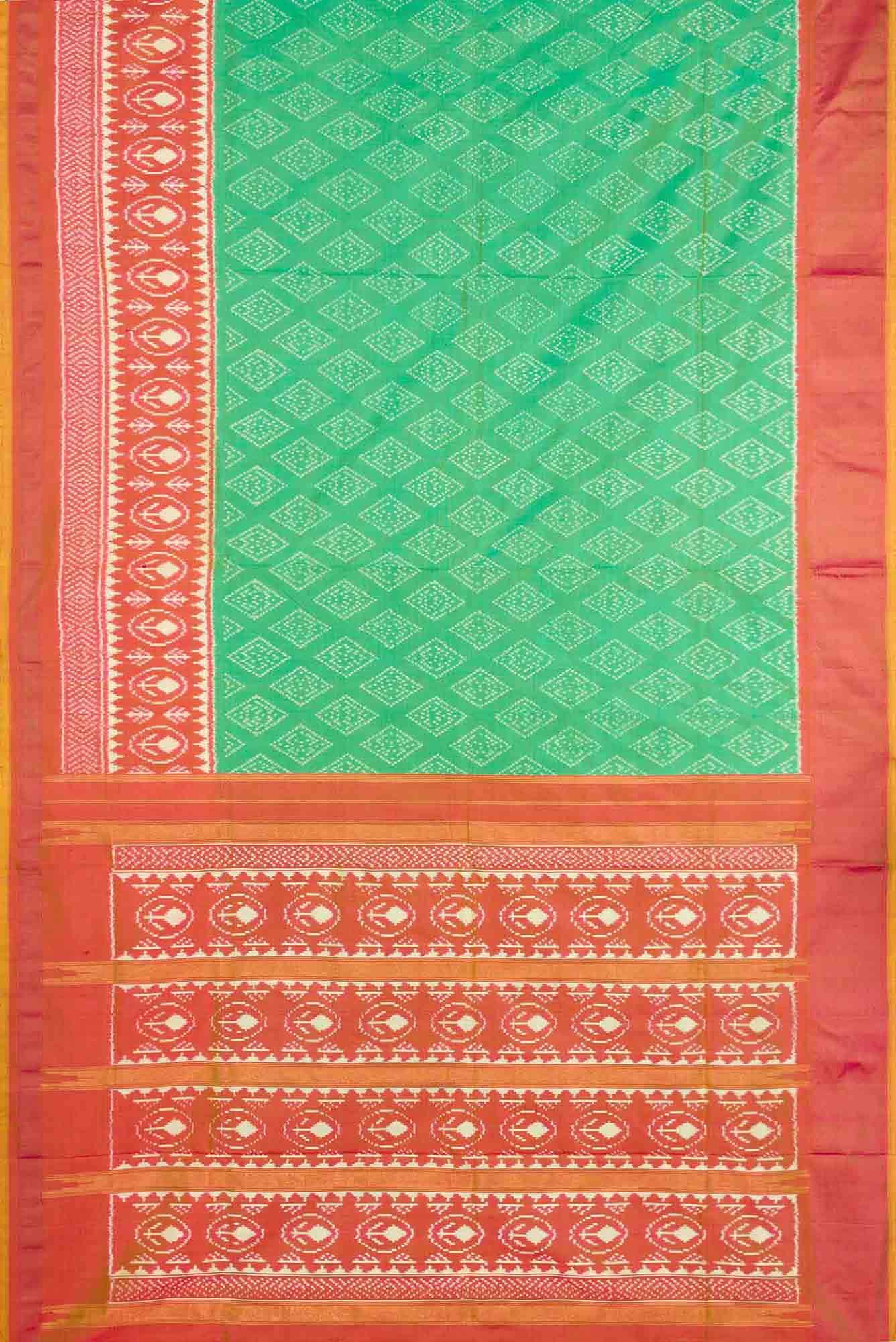 Sea Green Dual Tone Double Ikat Saree - Image 4