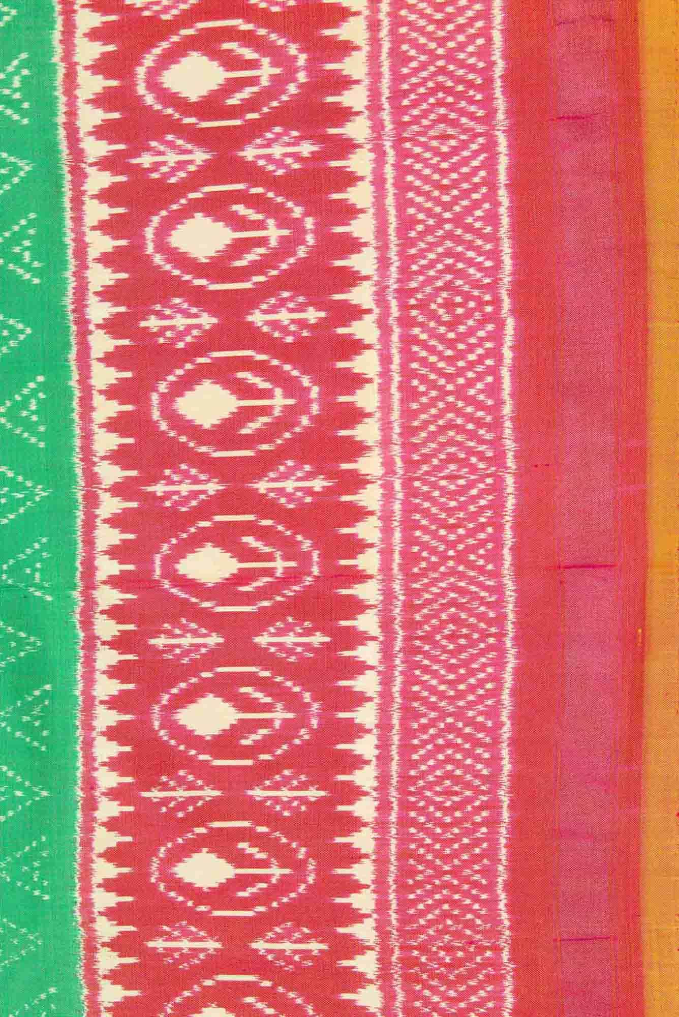 Sea Green Dual Tone Double Ikat Saree - Image 5