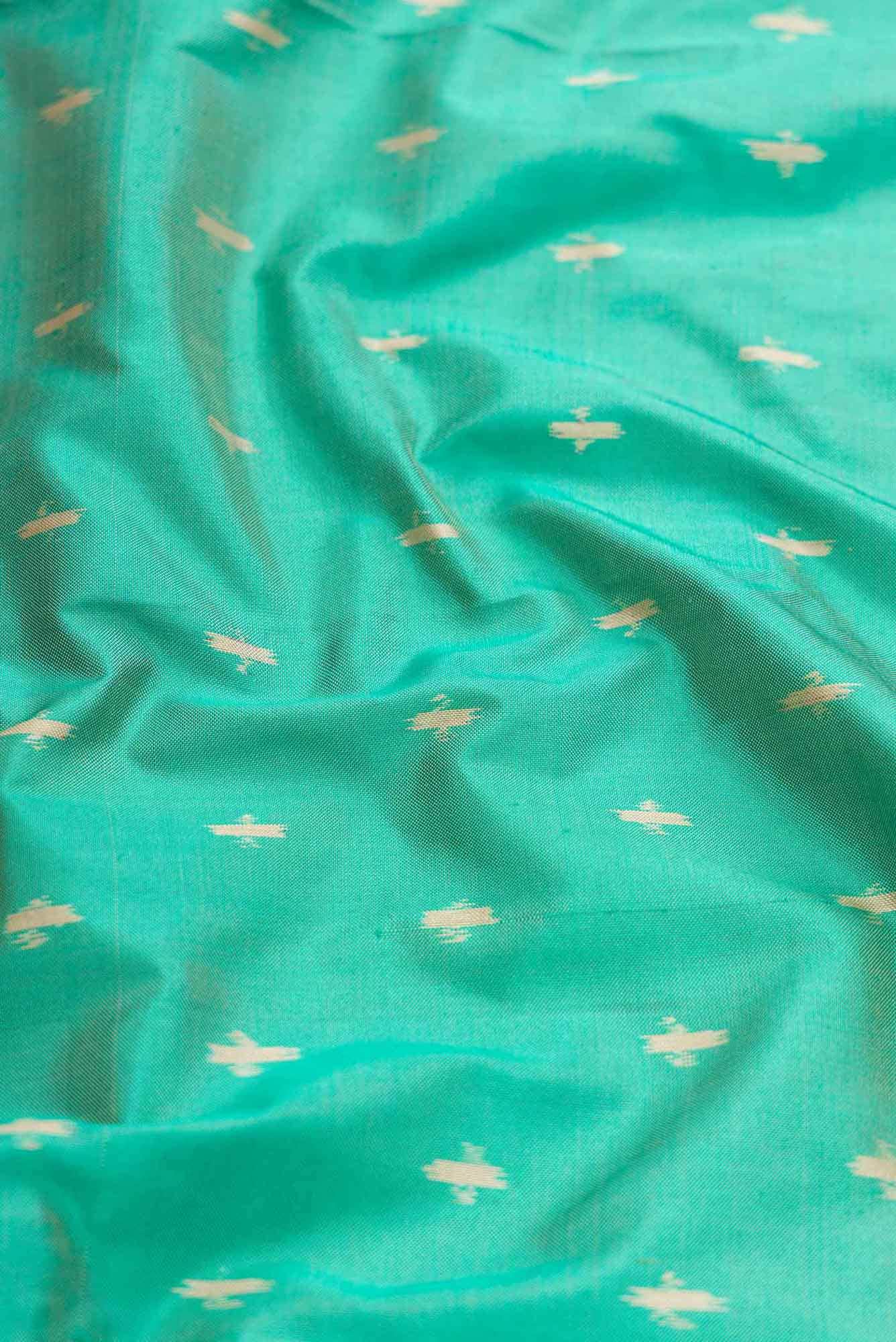Sea Green Dual Tone Double Ikat Saree - Image 3