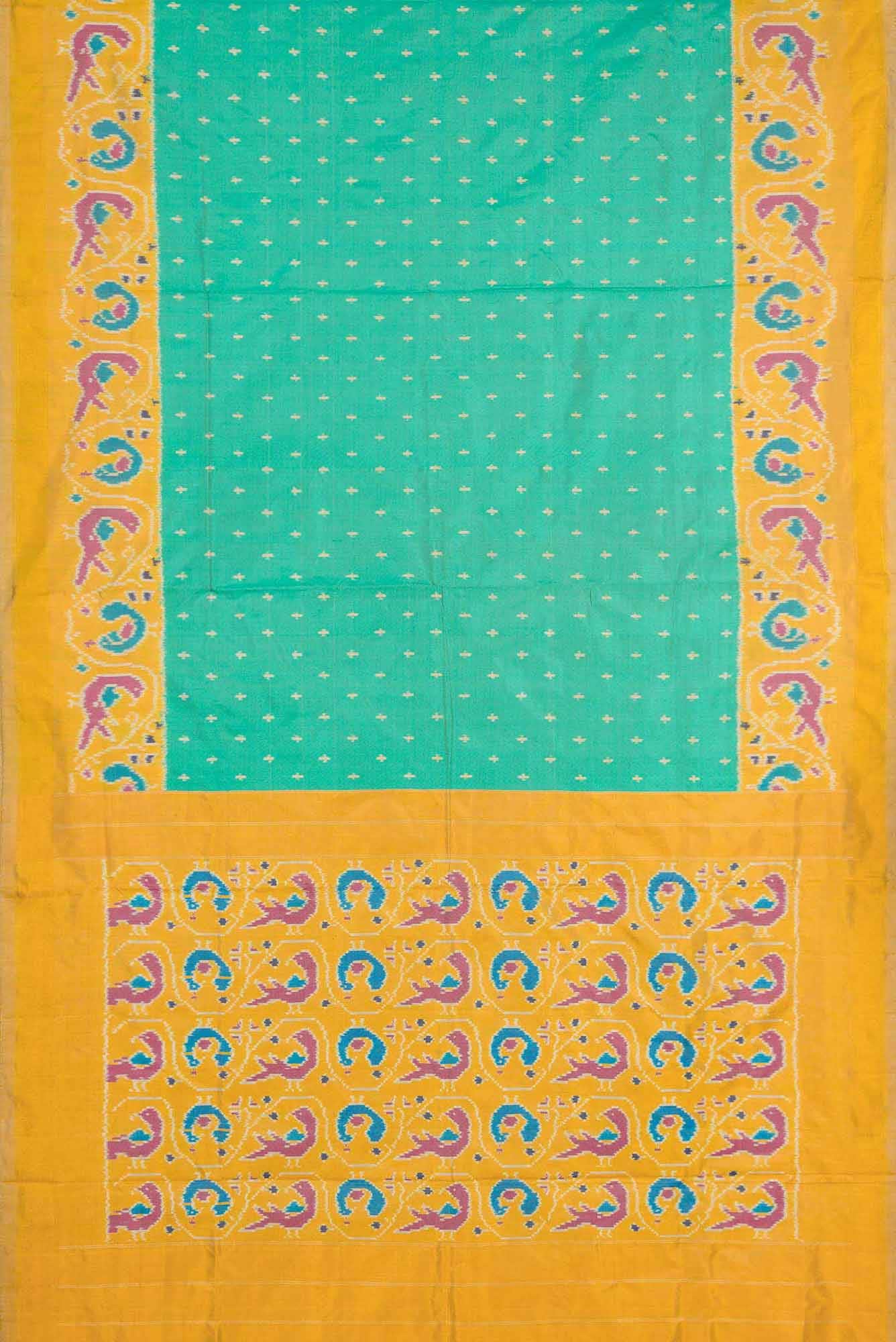 Sea Green Dual Tone Double Ikat Saree - Image 4