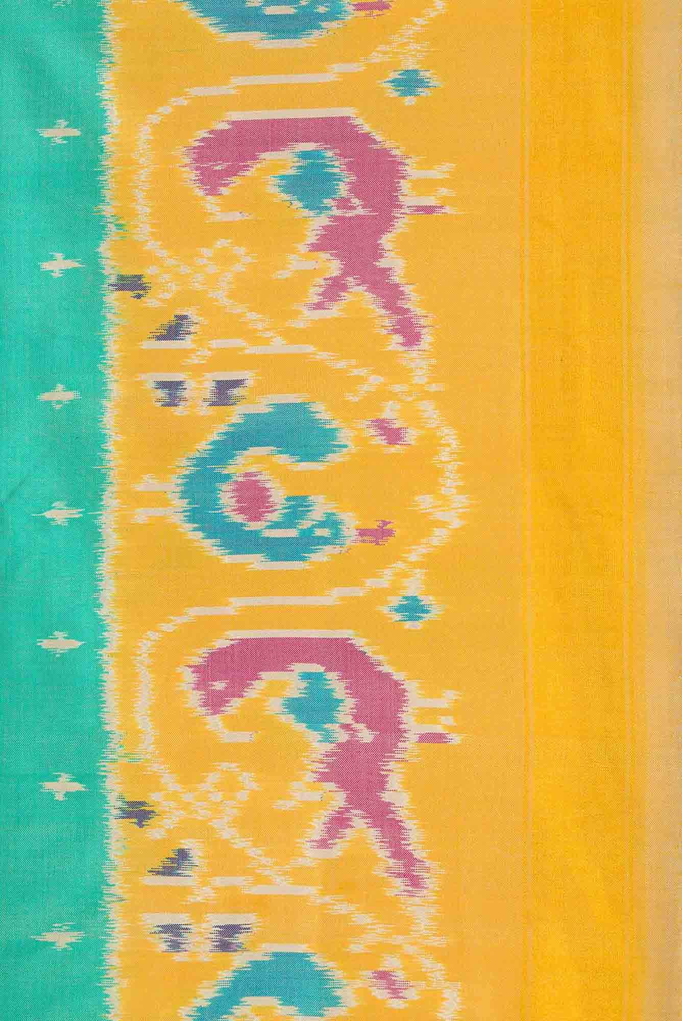 Sea Green Dual Tone Double Ikat Saree - Image 5