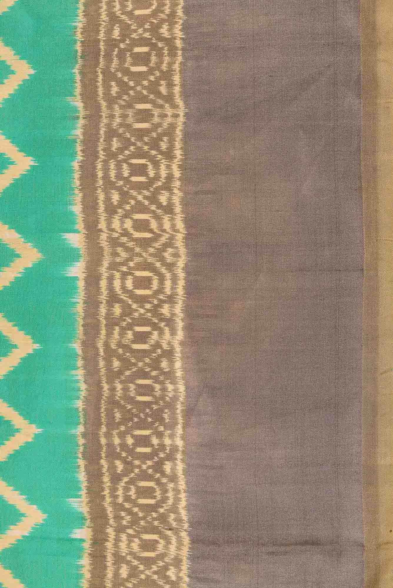 Sea Green Dual Tone Double Ikat Saree - Image 5