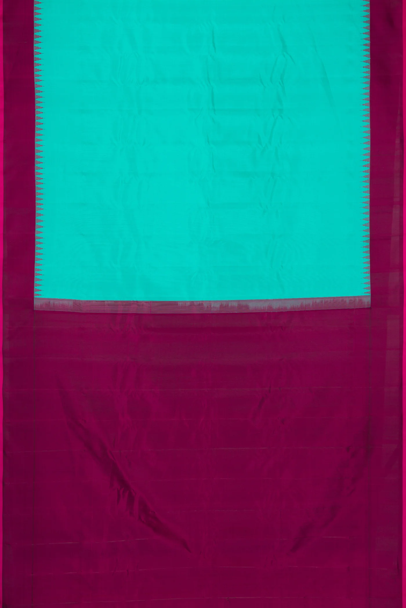 Turquoise Gadwal Silk Saree - Image 6
