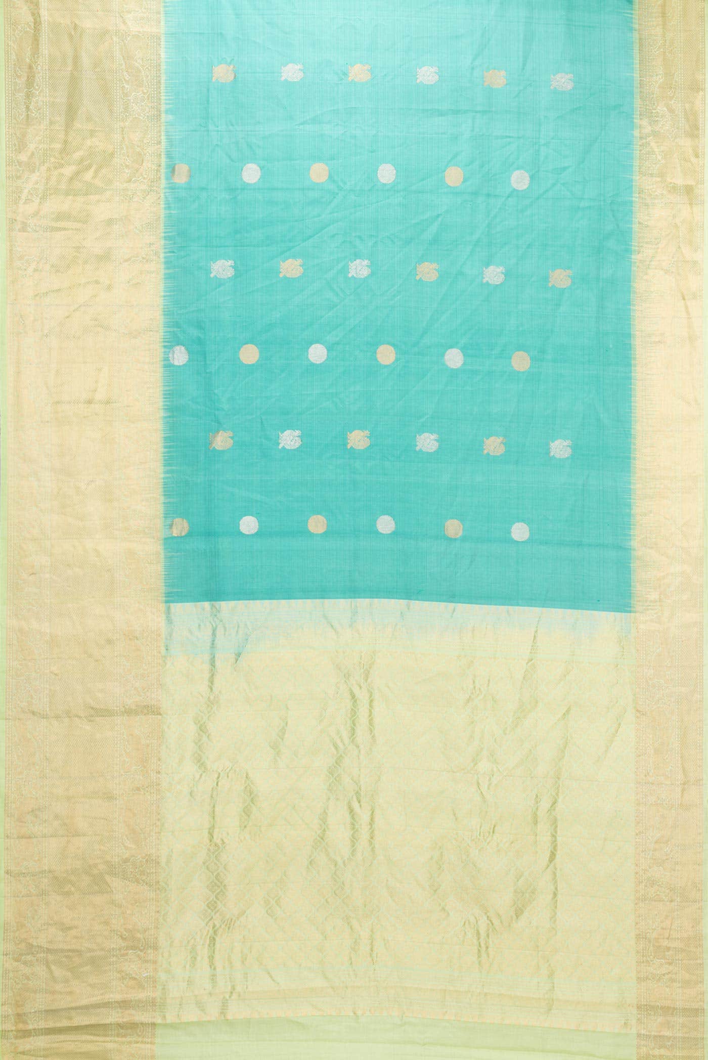 Sea Green Dual Tone Gadwal Silk Saree - Image 4