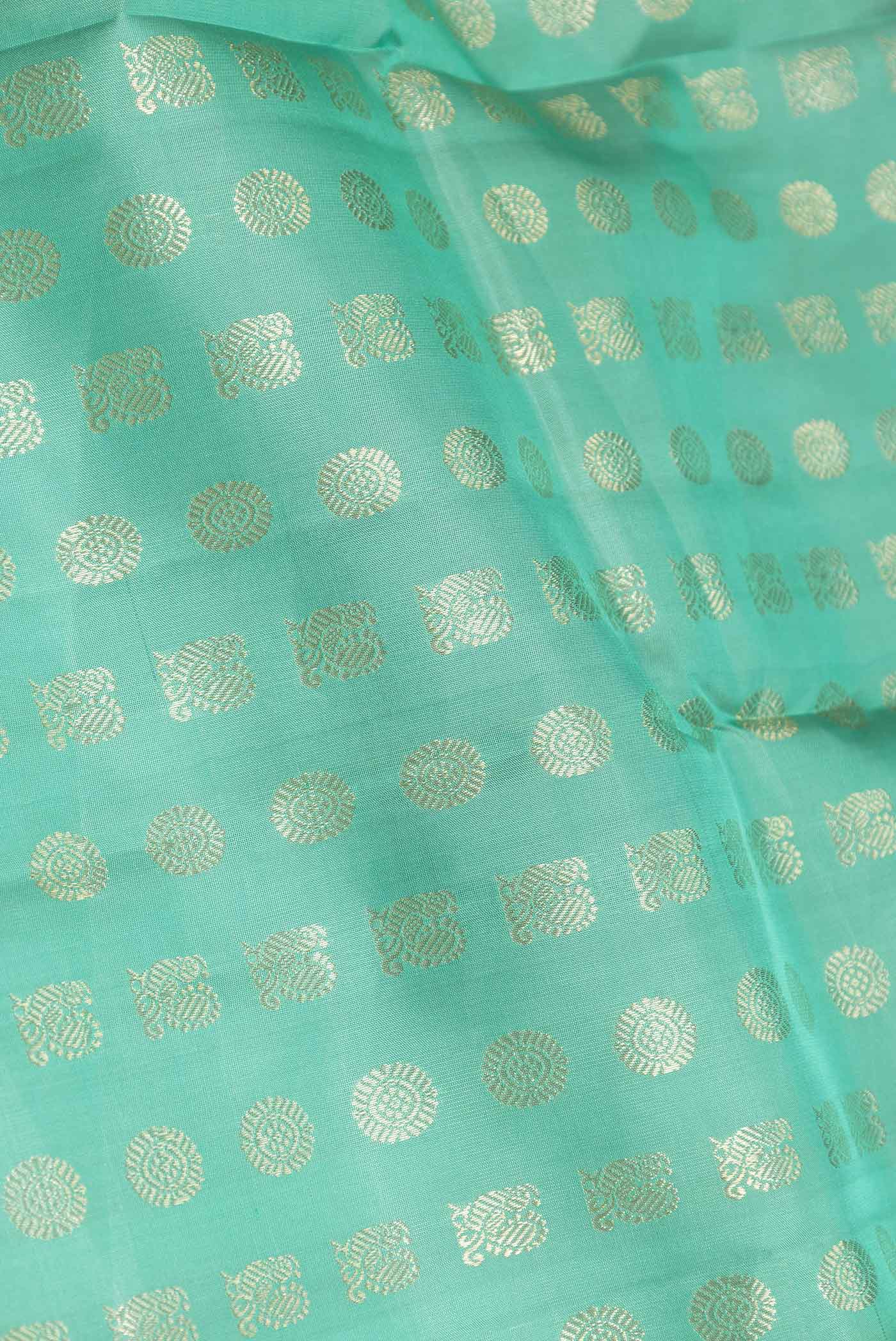 Sea Green Dual Tone Kanchipuram Saree - Image 2