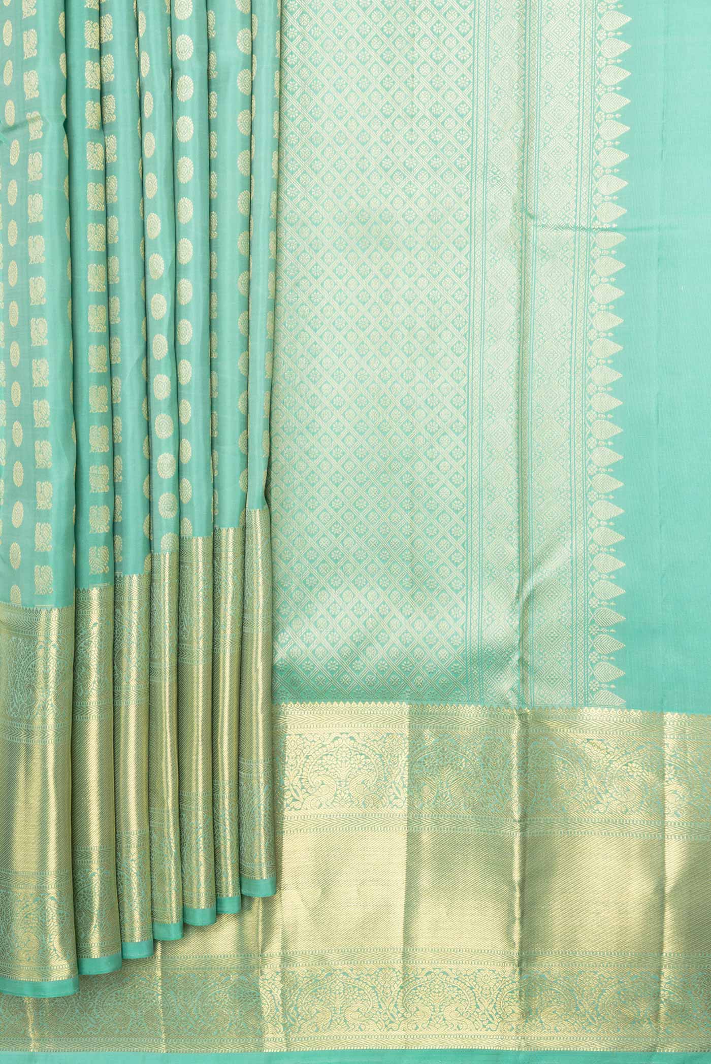 Sea Green Dual Tone Kanchipuram Saree - Image 4