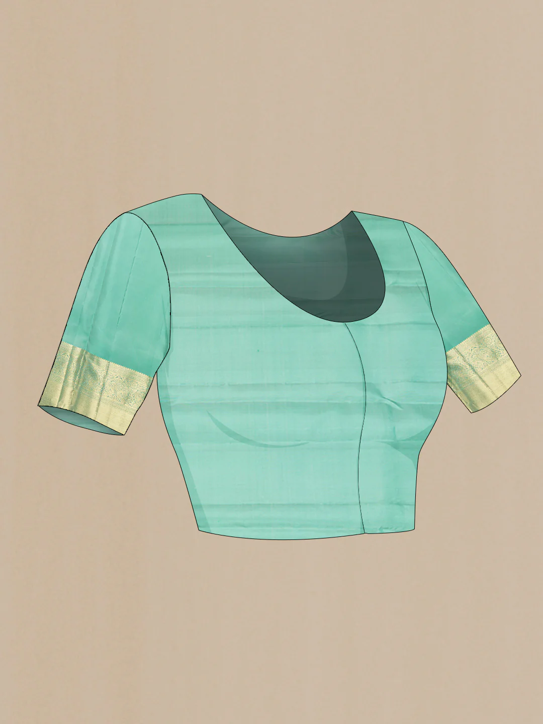 Sea Green Dual Tone Kanchipuram Saree - Image 5
