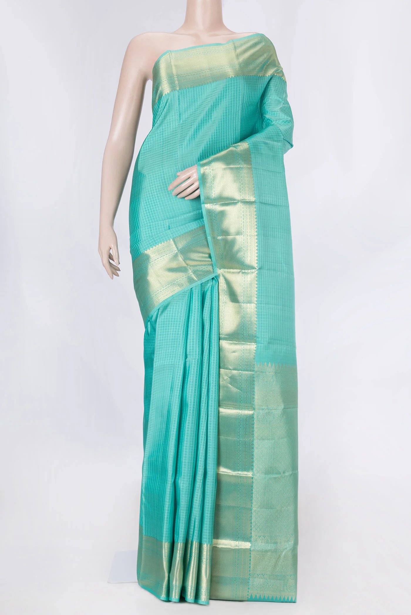 Sea Green Dual Tone Kanchipuram Saree