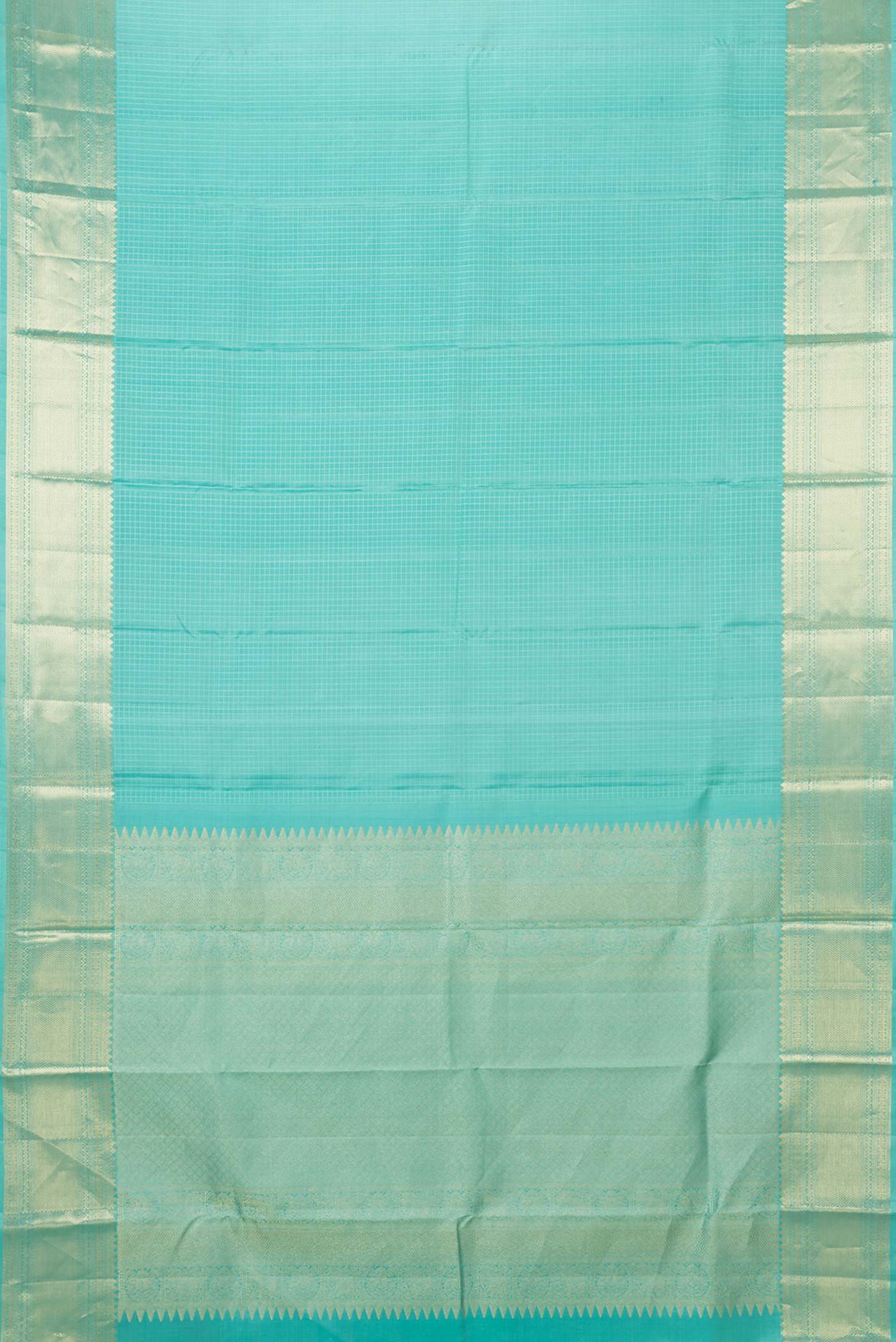 Sea Green Dual Tone Kanchipuram Saree - Image 6