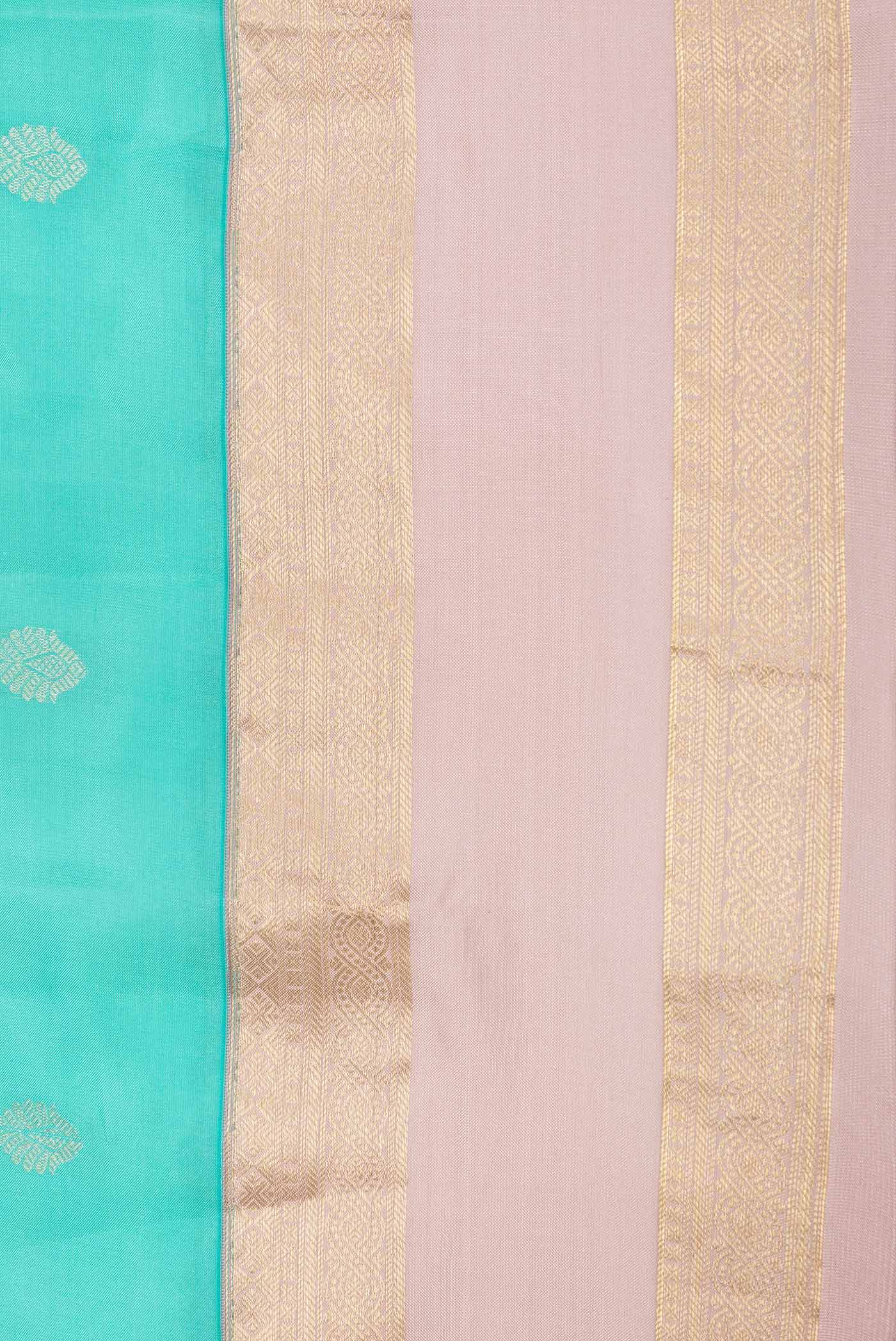 Sea Green Dual Tone Kanchipuram Saree - Image 3