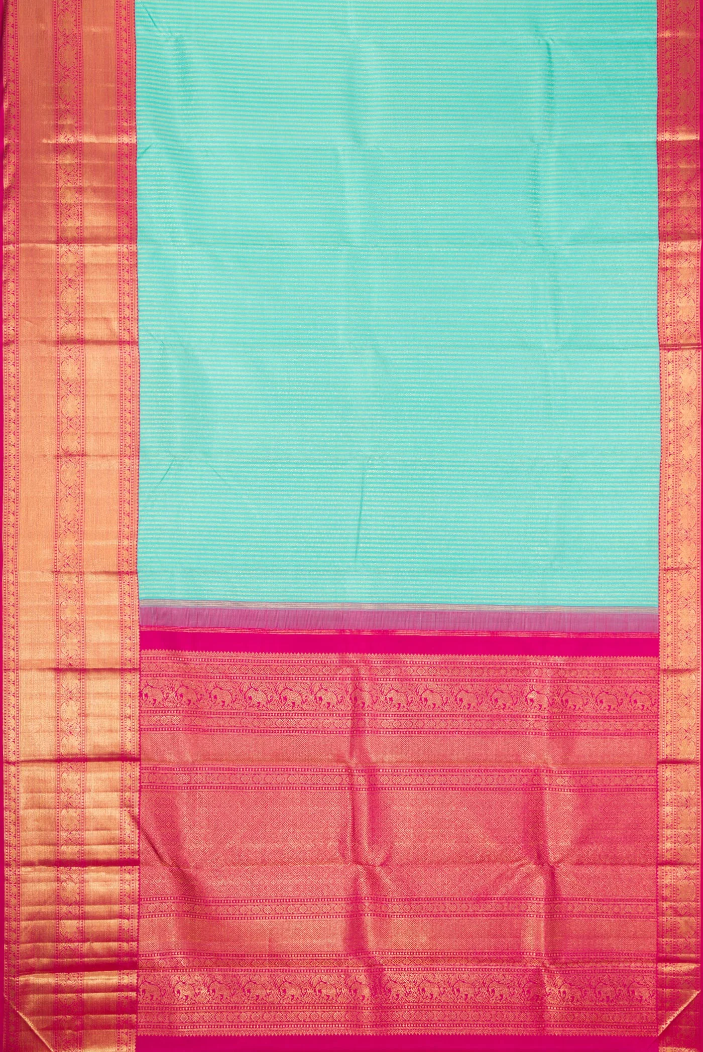 Turquoise Kanchipuram Silk Saree - Image 6