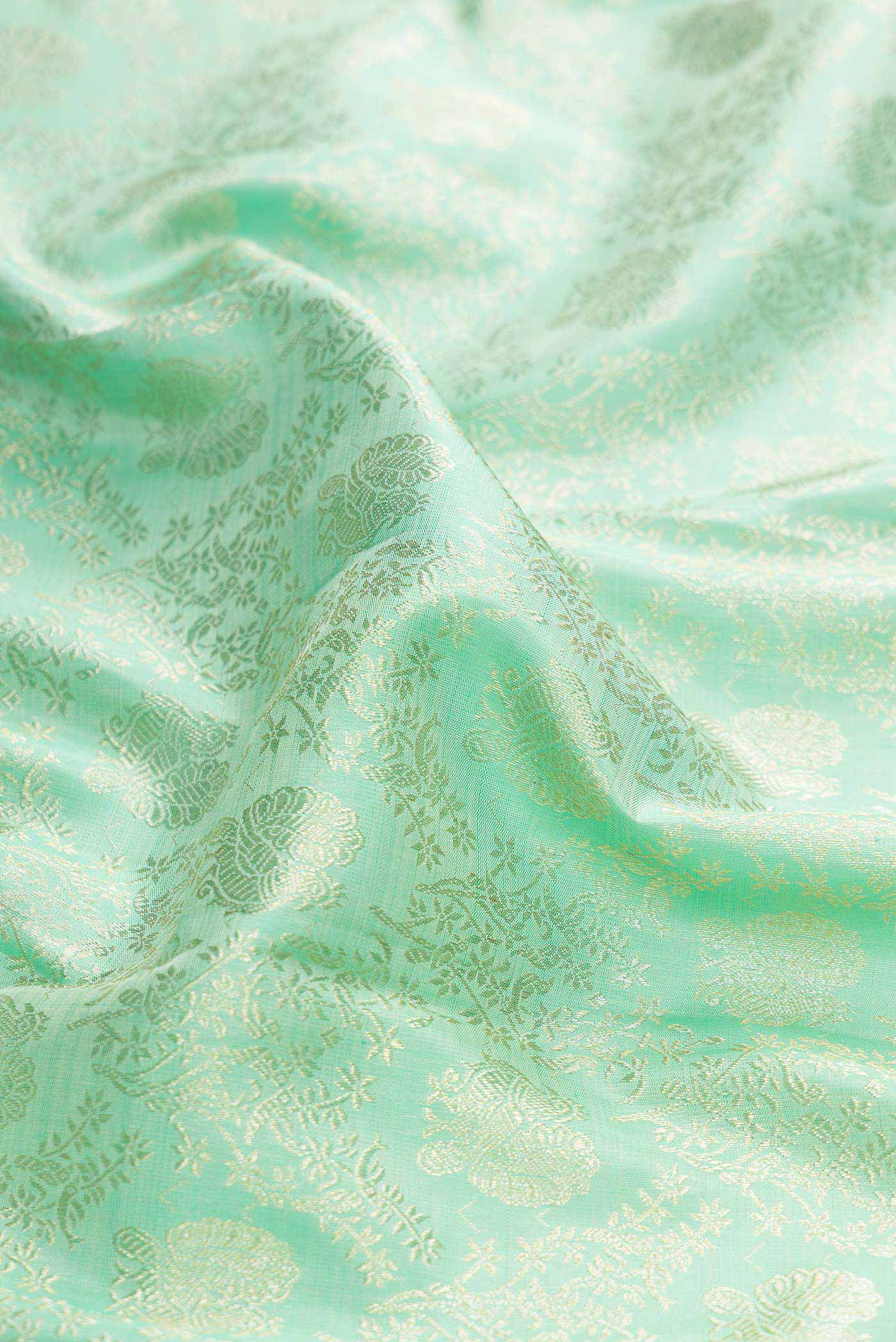 Sea Green Dual Tone Kanchipuram Silk Saree - Image 2