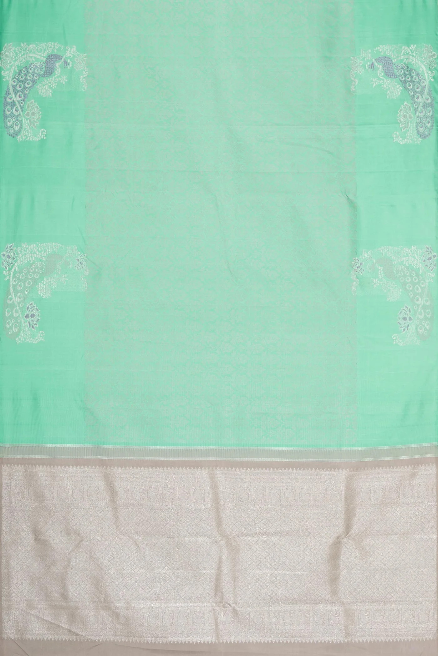 Sea Green Dual Tone Kanchipuram Silk Saree - Image 6