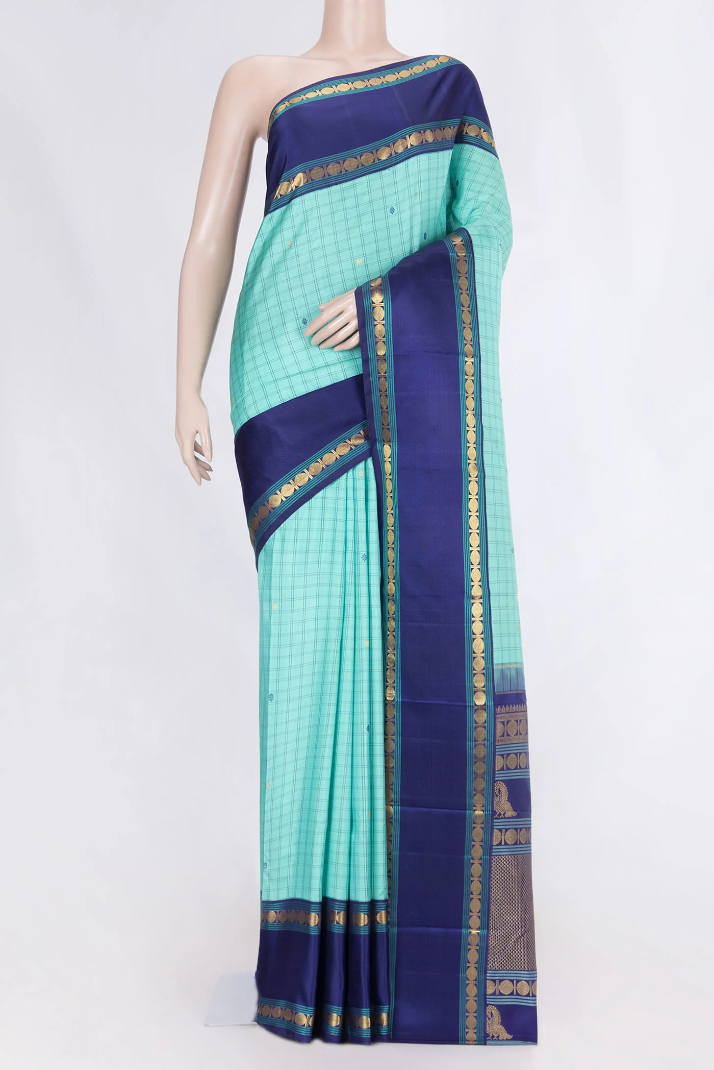 Sea Green Dual Tone Kanjivaram Silk Saree