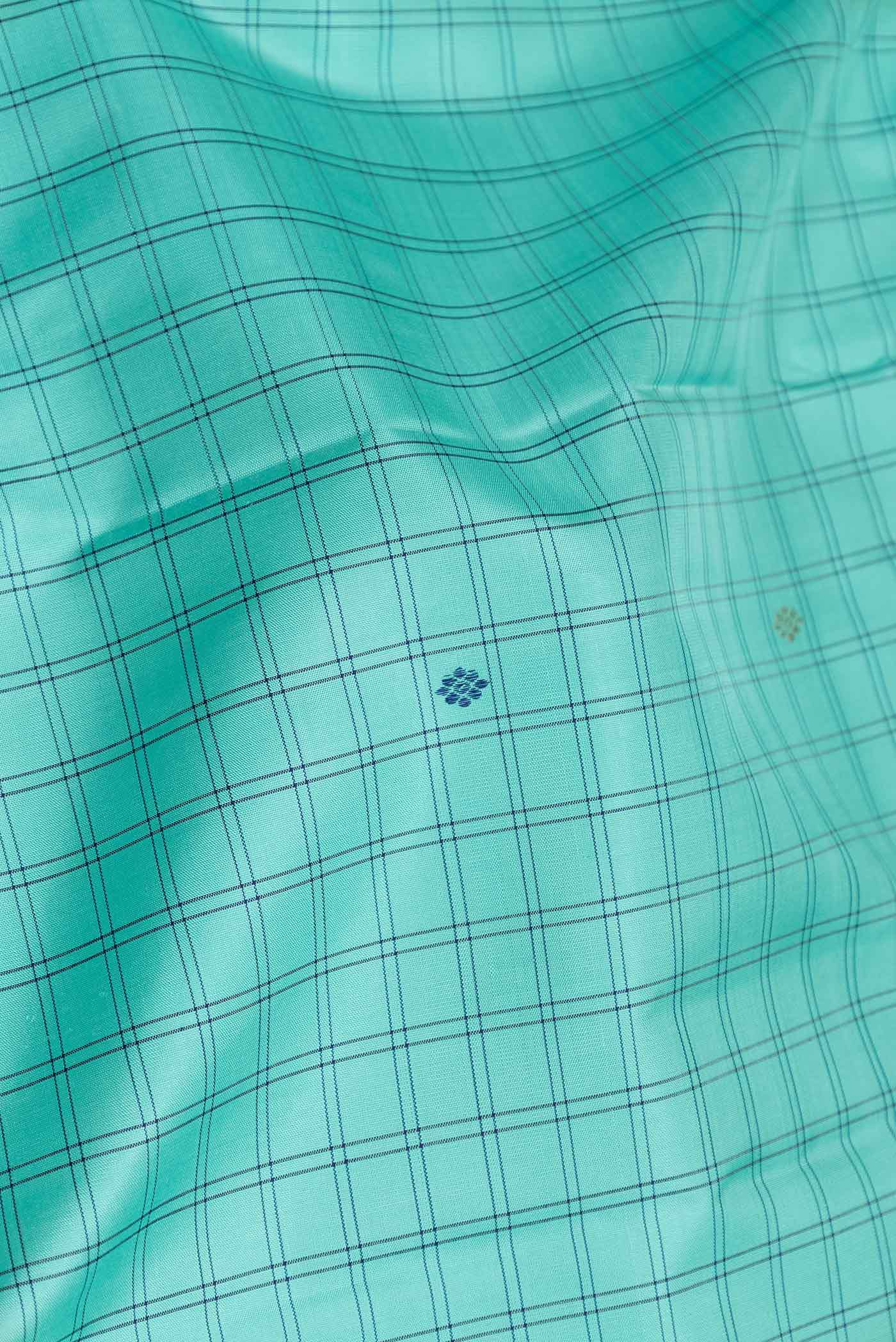 Sea Green Dual Tone Kanjivaram Silk Saree - Image 2