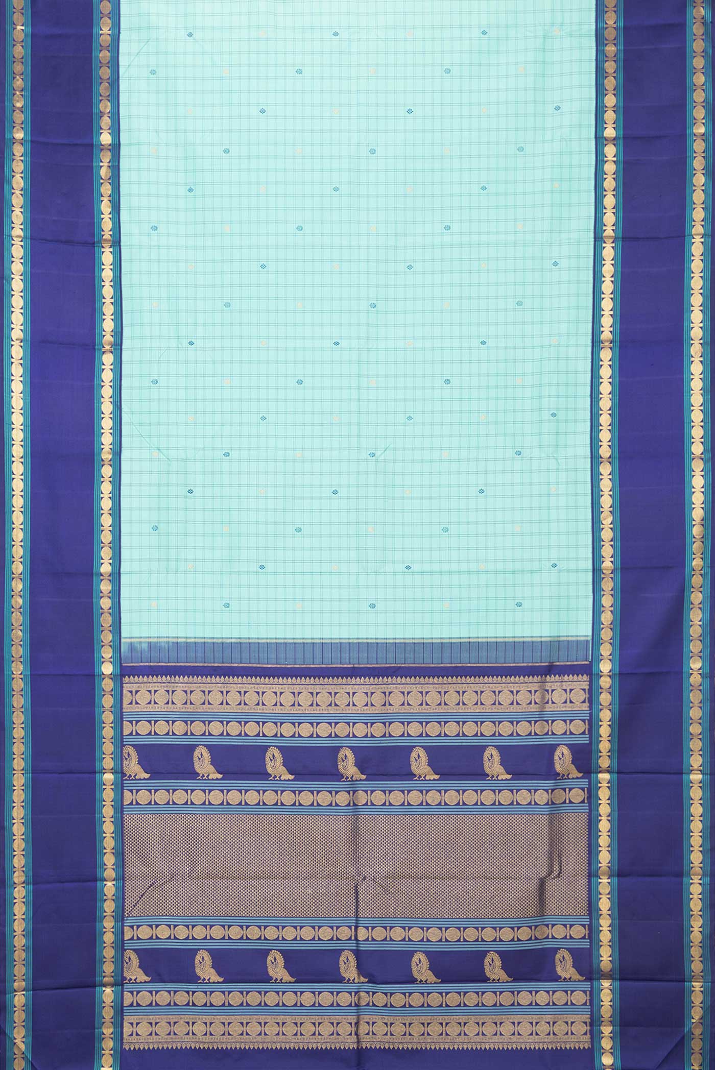 Sea Green Dual Tone Kanjivaram Silk Saree - Image 6
