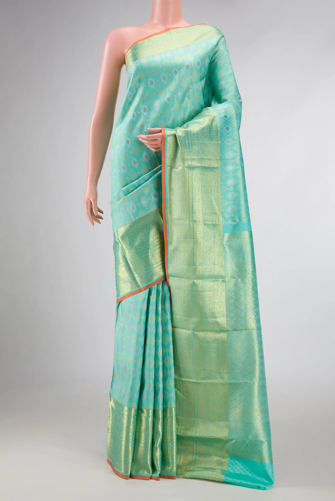 Sea Green Dual Tone Kanjivaram Silk Saree