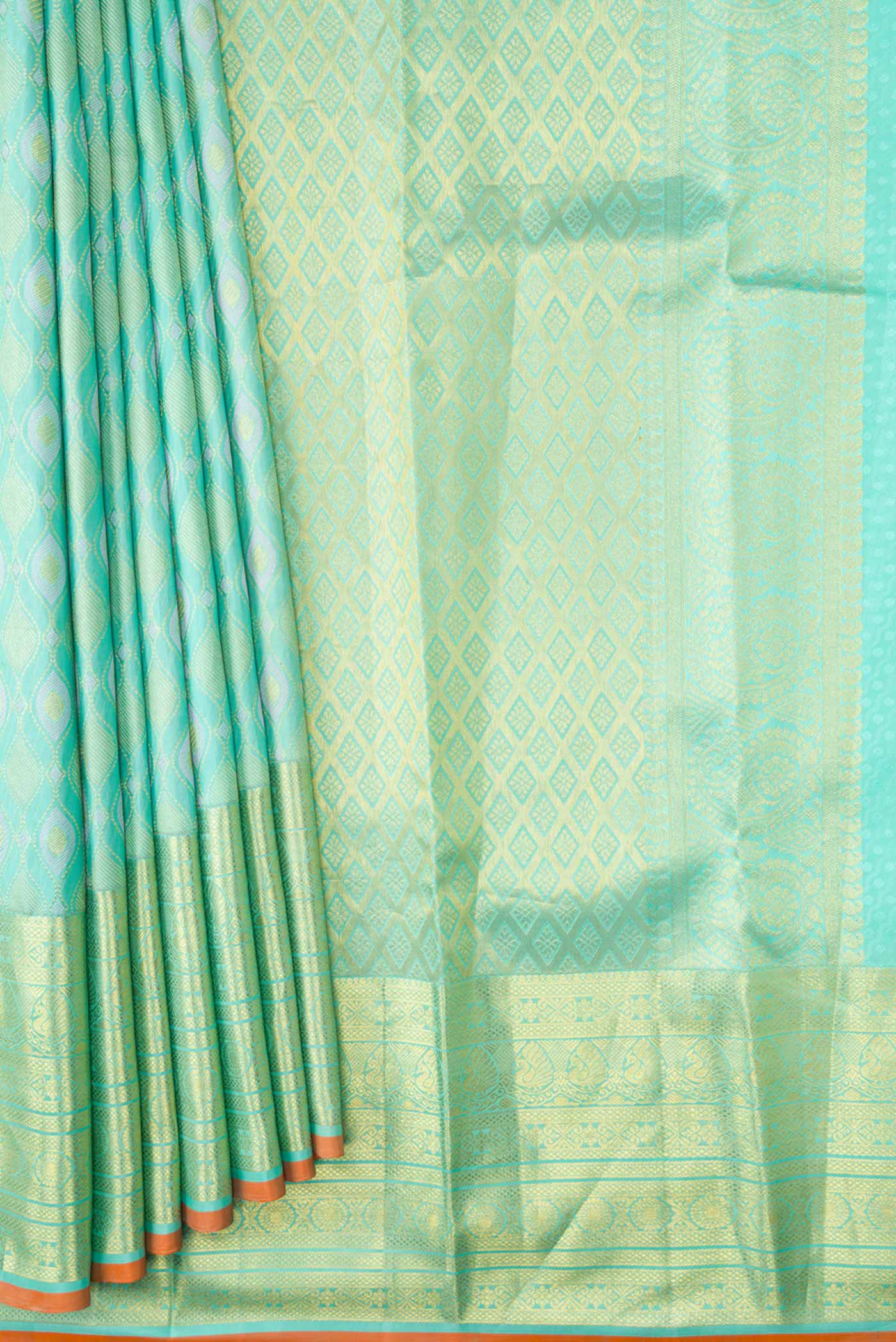 Sea Green Dual Tone Kanjivaram Silk Saree - Image 4