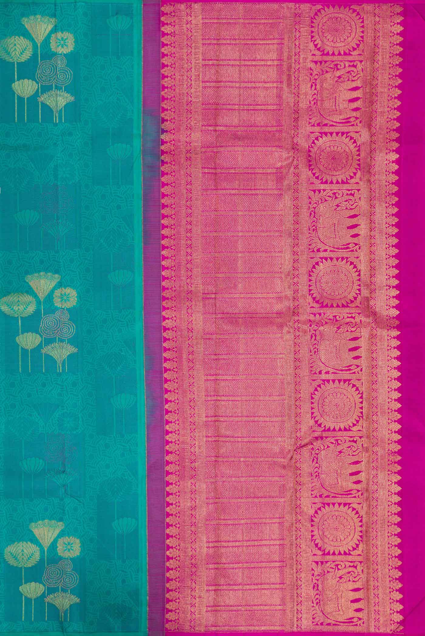 Sea Green Dual Tone Kanjivaram Silk Saree - Image 6