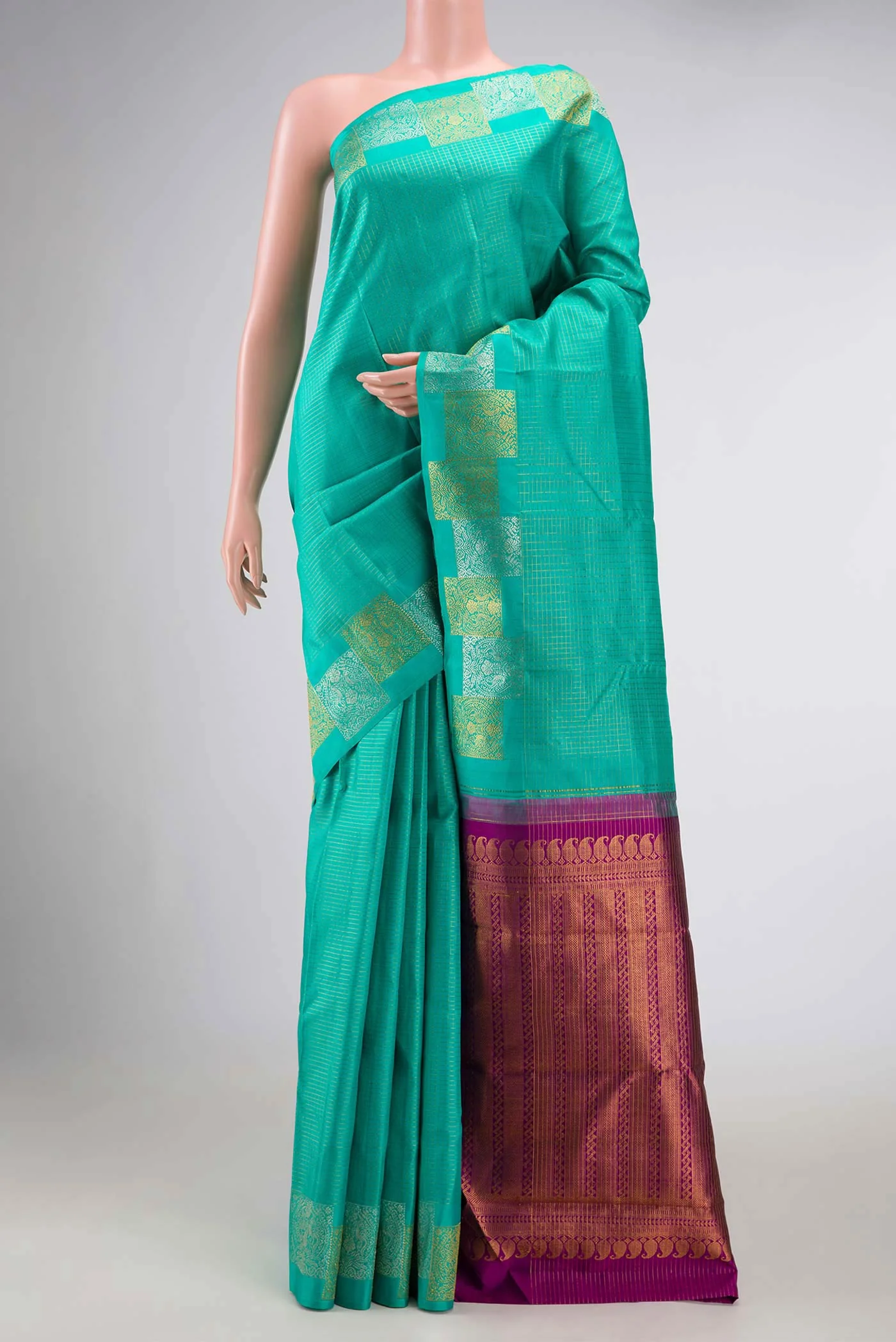 Sea Green Dual Tone Kanjivaram Silk Saree