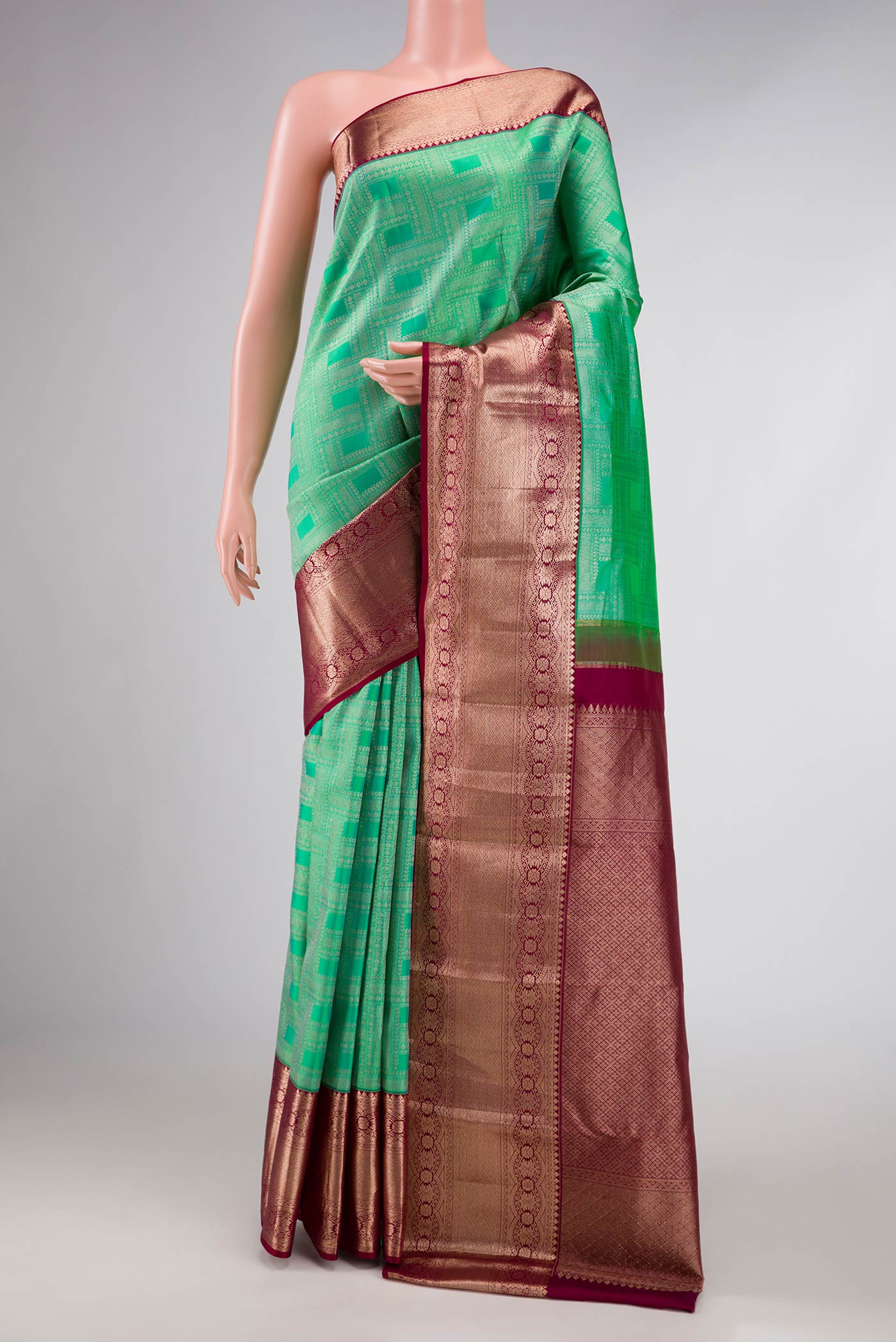 Sea Green Dual Tone Kanchipuram Silk Saree