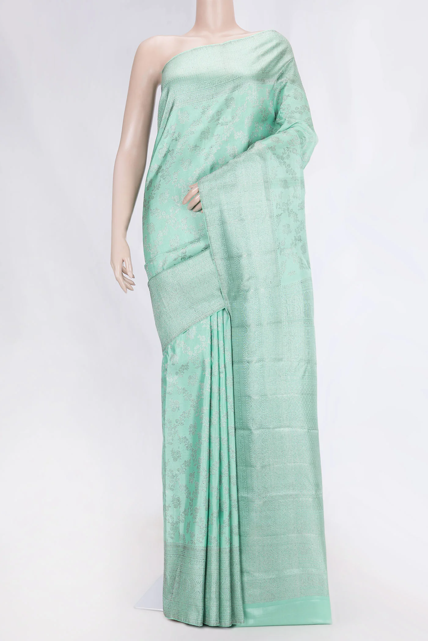 Sea Green Dual Tone Kanchipuram Silk Saree